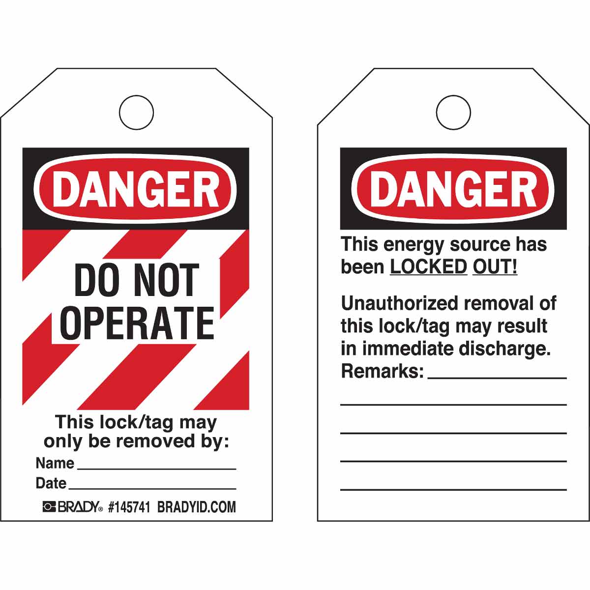 145767 TAG B869 TAG DANGER DO NOT OPERATE 10PK