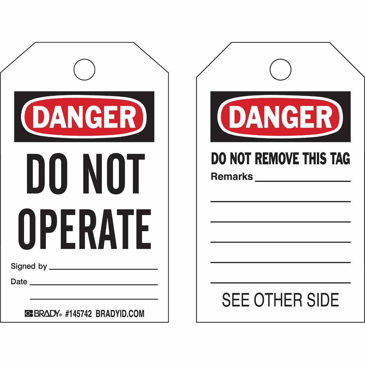 145768 B869 LO TAG DANGER DO NOT OPERATE 10/PK