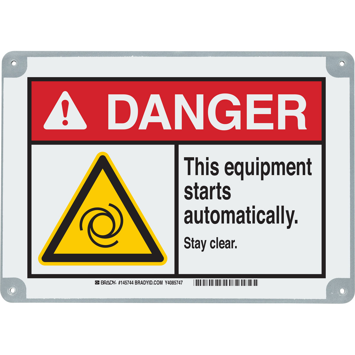 145744 B869 7X10 DANGER THIS EQUIPMENT STARTS
