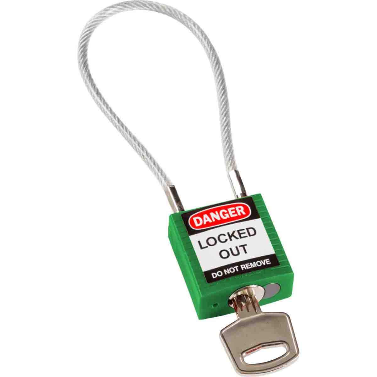 146123 Compact 7.87in Cable Nylon Padlock KD GN