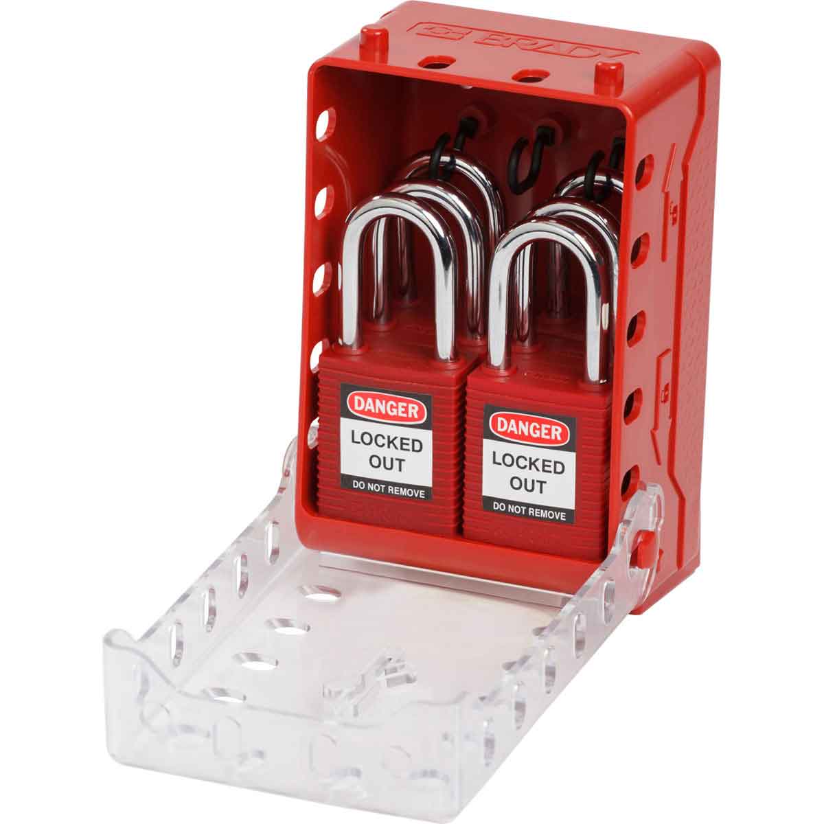 COMPACT LOCK BOX+6 RED KEYED-DIFF LOCKS