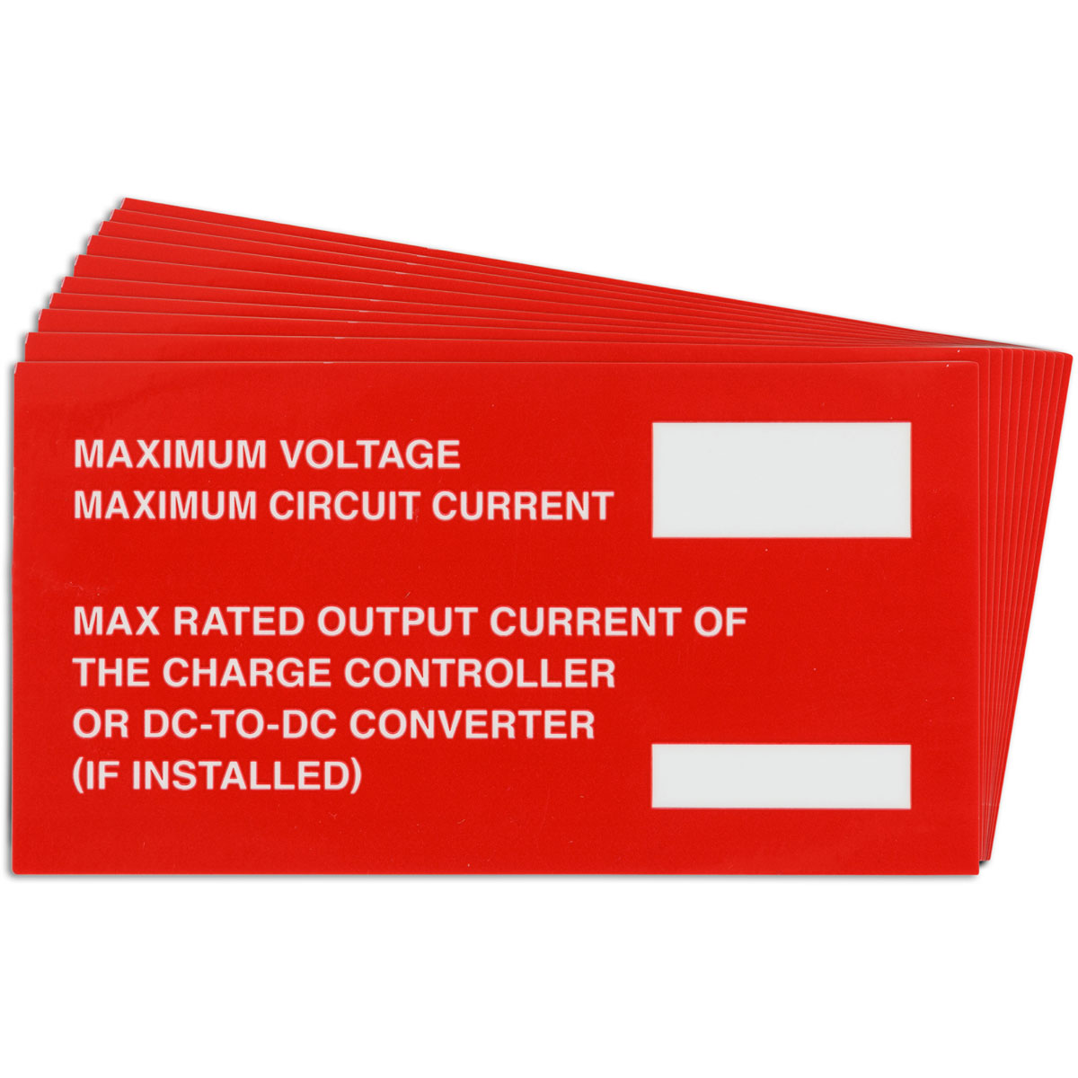 Pre-Printed SOLAR MAX VOLTAGE Warning Labels