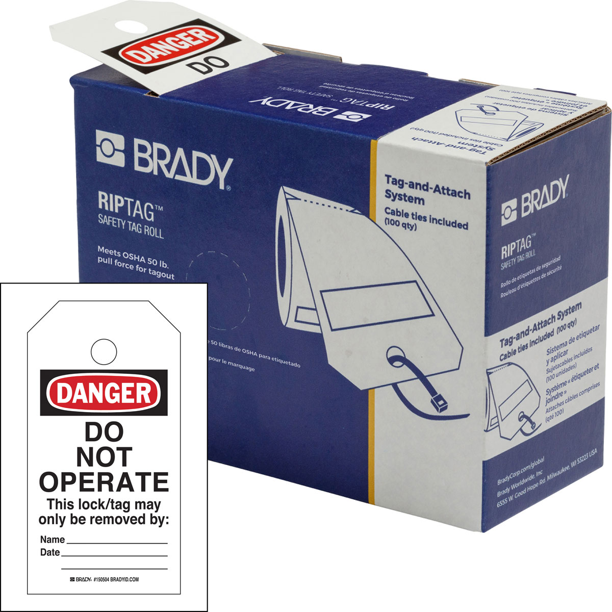 Brady 121543 GlobalMark ANSI Danger Tag 100 Labels per Roll 