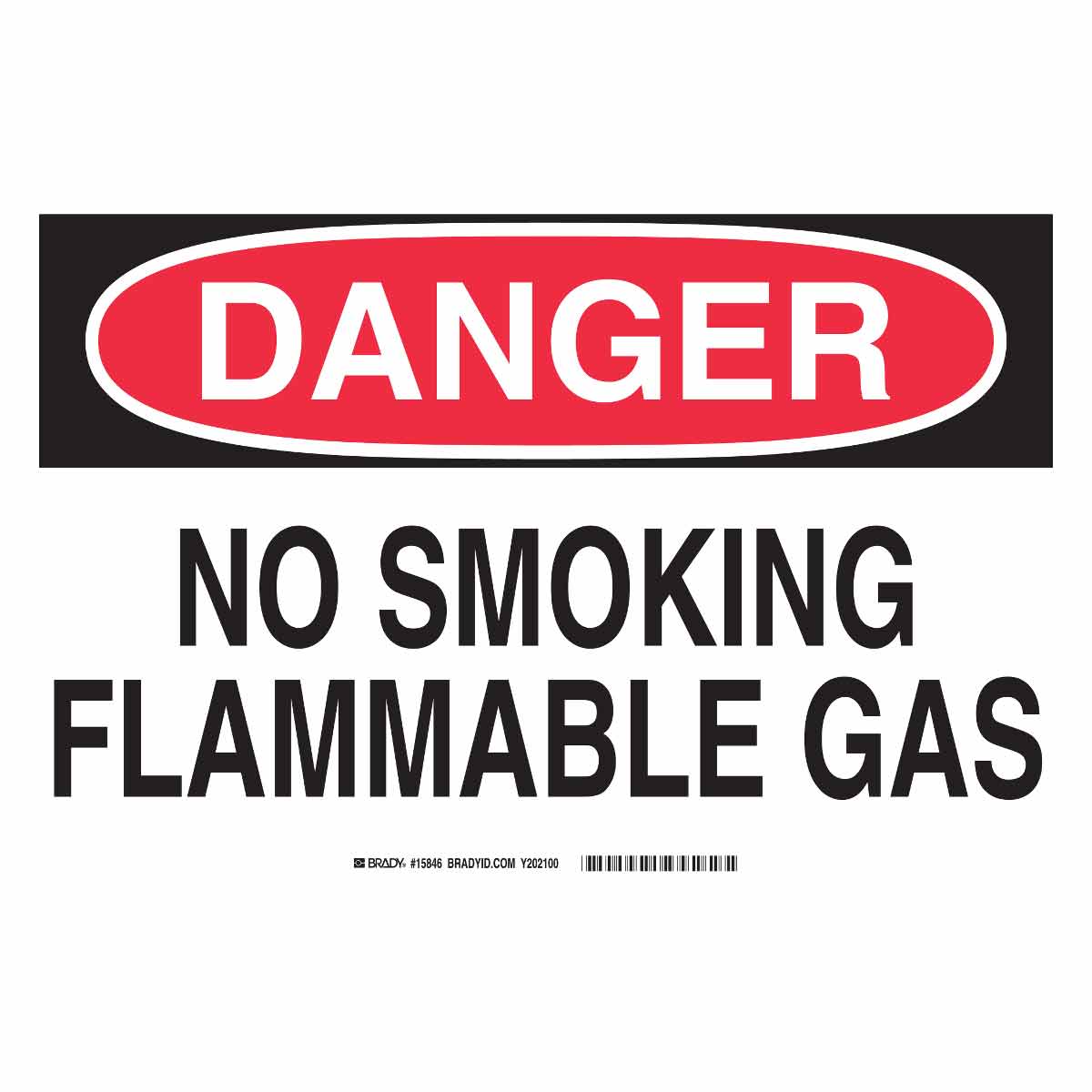 Brady Part: 15846 | DANGER No Smoking Flammable Gas Sign | BradyID.com