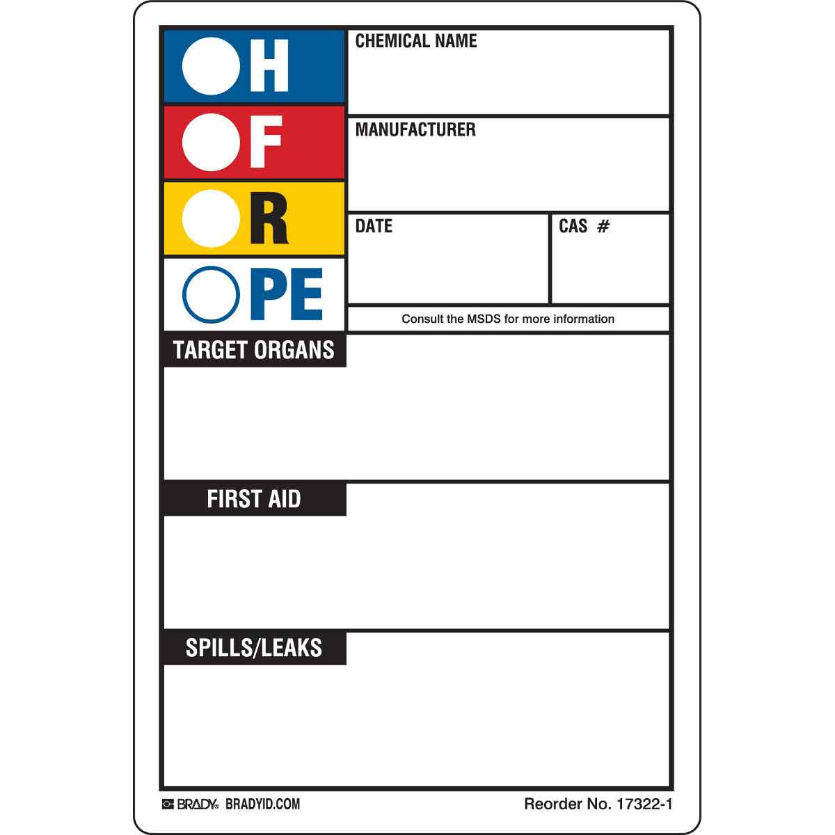 17322-1LS B-235 5.875X4 250/PK HMIG LABEL