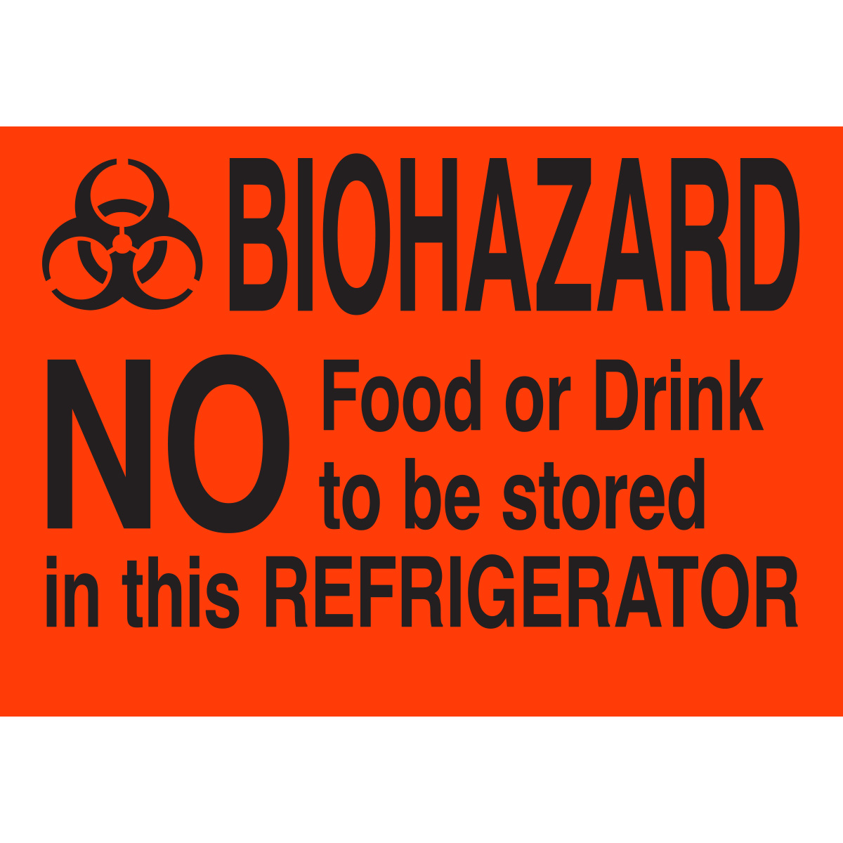 20329LS-A Lbls BIOHAZARD NOT FOOD DRINK 3.5x5 20PK