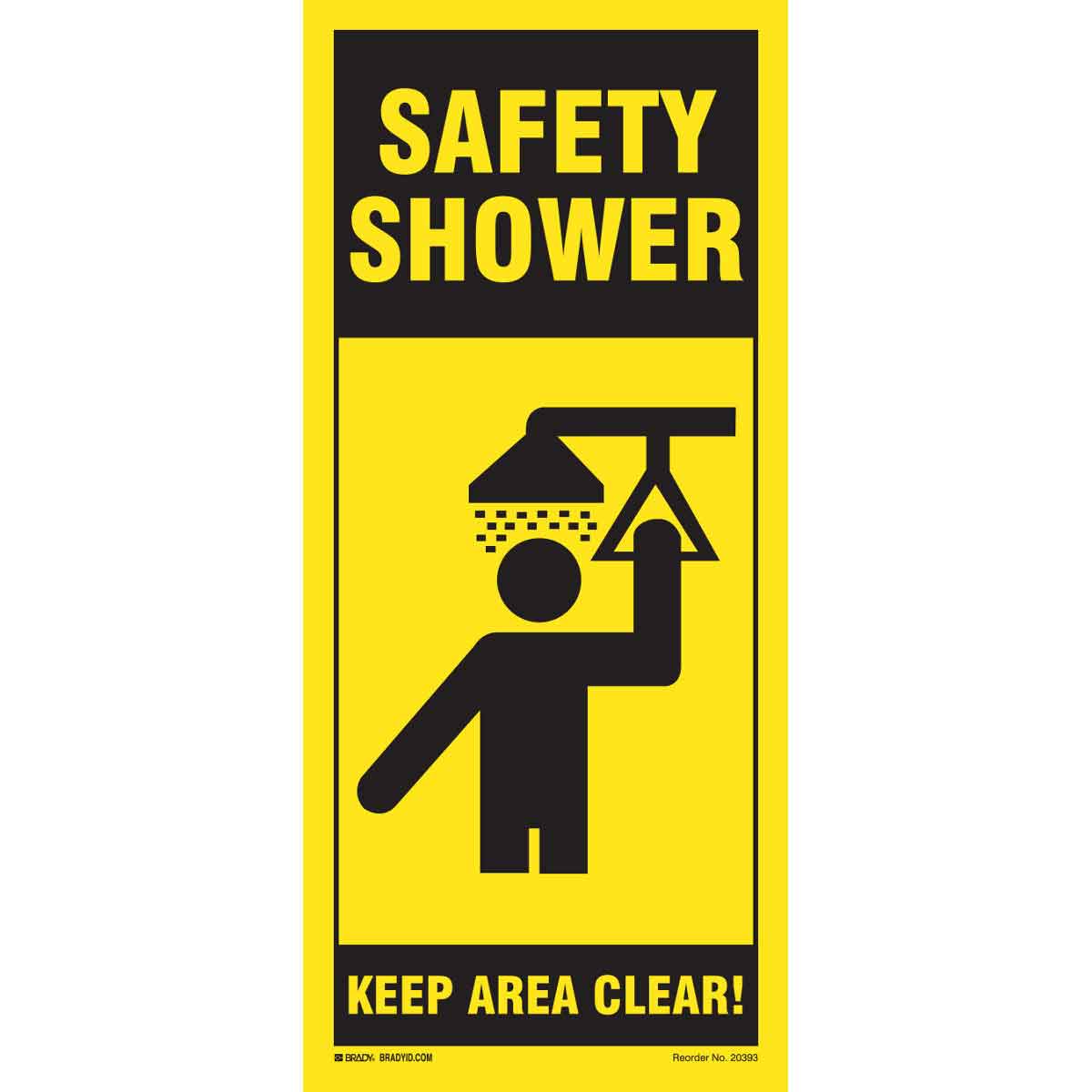 20393LS B-450 18X8 BLK/YEL SAFETY SHOWER