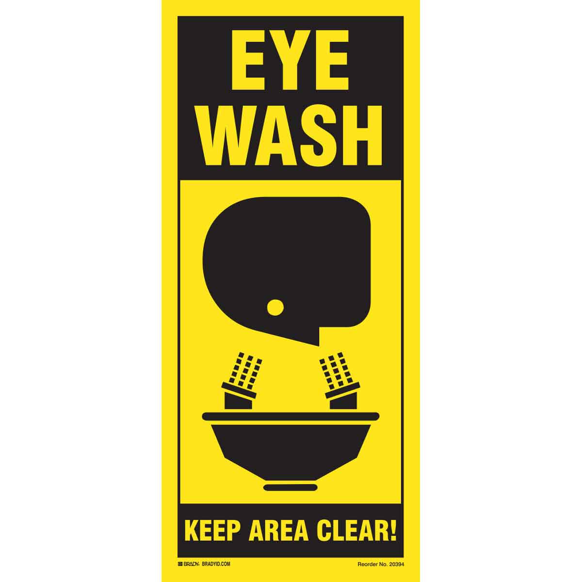 20394LS B-450 18X8 BLK/YEL EYE WASH