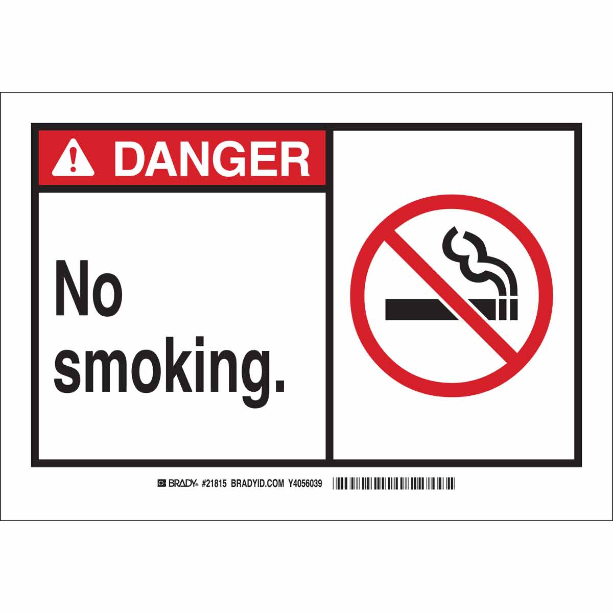 62827 B120 10X14 ANSI BLK,RED/WHT NO SMOKING