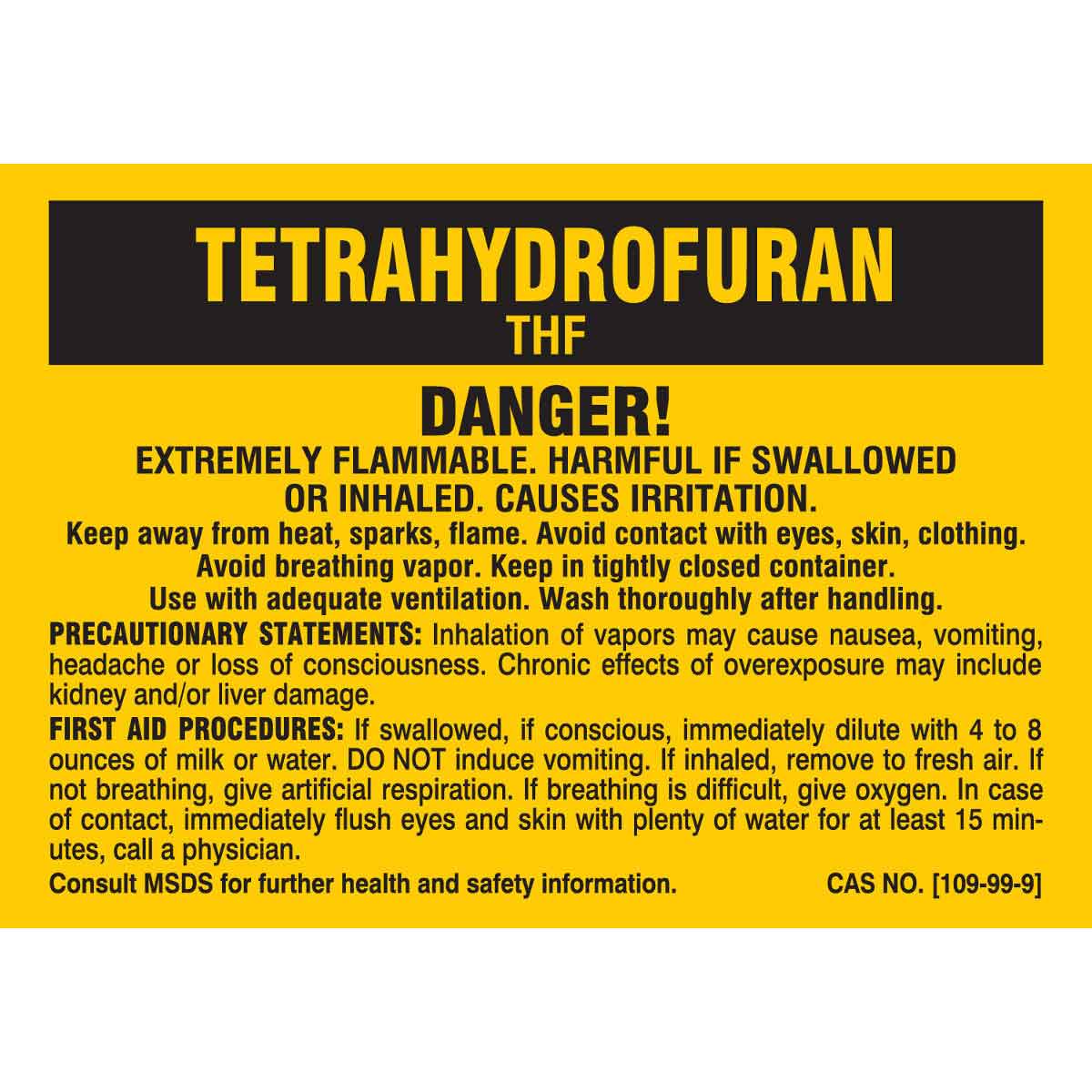 24210QLS B-302 3.5X5 25/PK TETRAHYDROFURAN LABEL