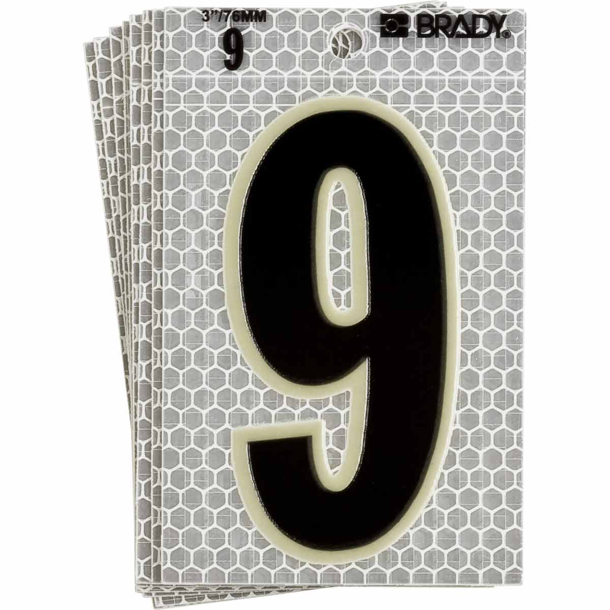 3010-9 3 in N&L BL, GN Glow on Silver 9 10/PK