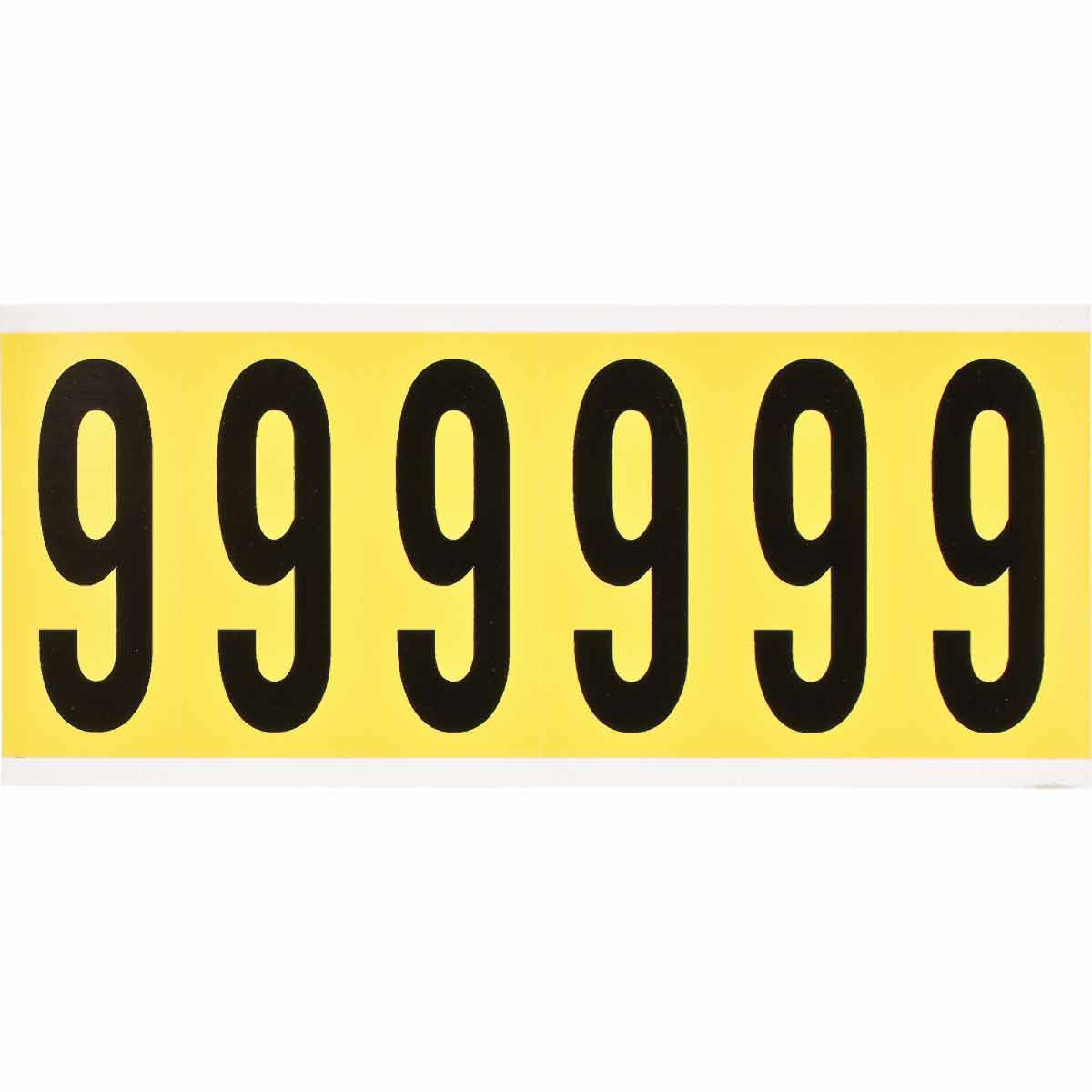 3450-9 3 in Vinyl N&L Black on Yellow 9 6/PK