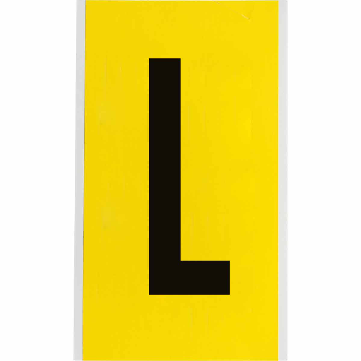 3470-L 6 in Vinyl N&L Black on Yellow L 1/PK
