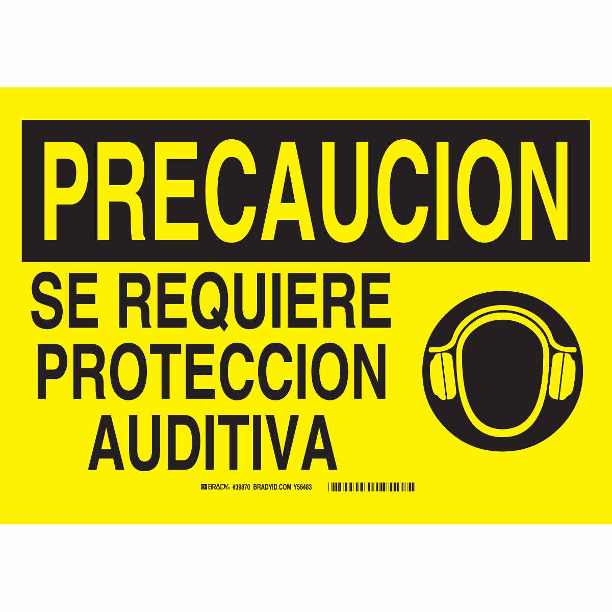 39870 B120,10X14,BLK/YEL, SPANISH CAUTION