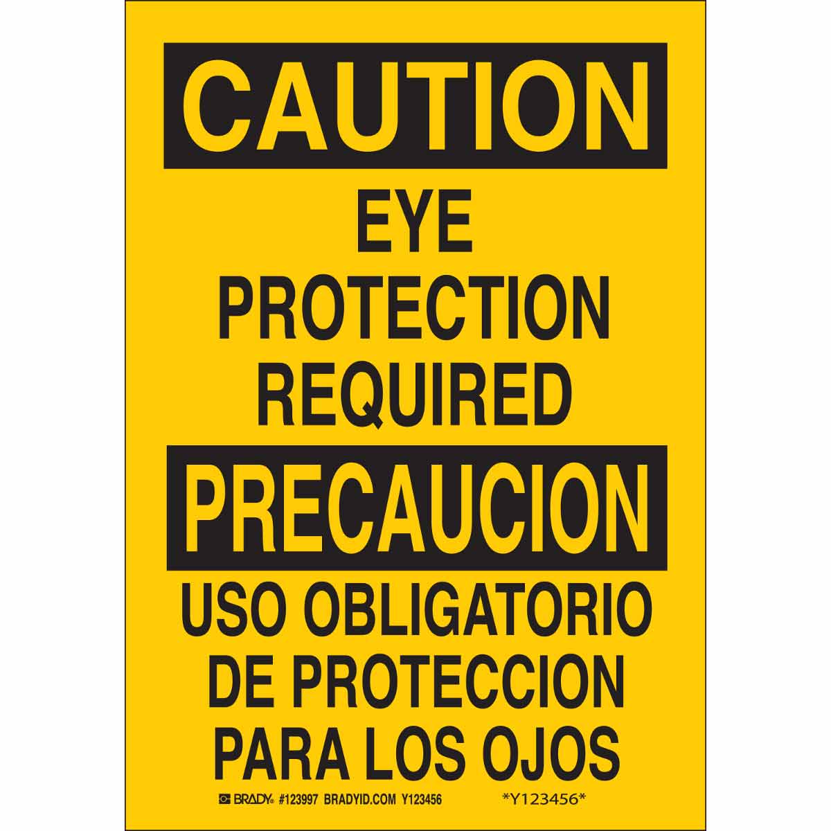 39084 B401 14X10 BLK/YEL BILINGUAL-EYE PROTECT