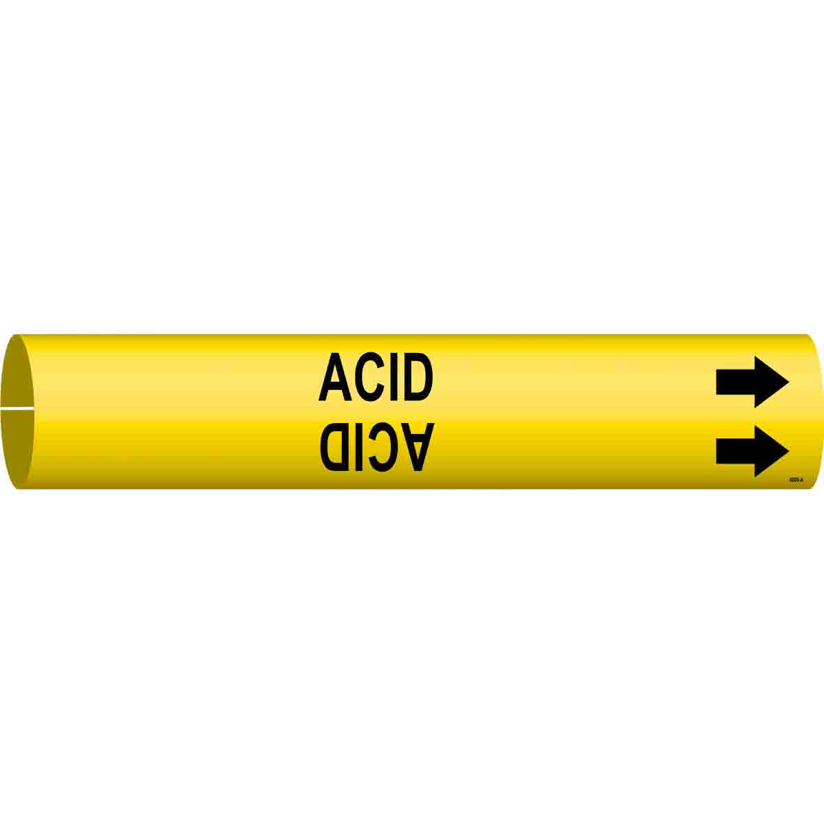 Brady 4000-B Bradysnap-On Pipe Marker, B-915, Black On Yellow Coiled Printed Plastic Sheet, Legend "Acid