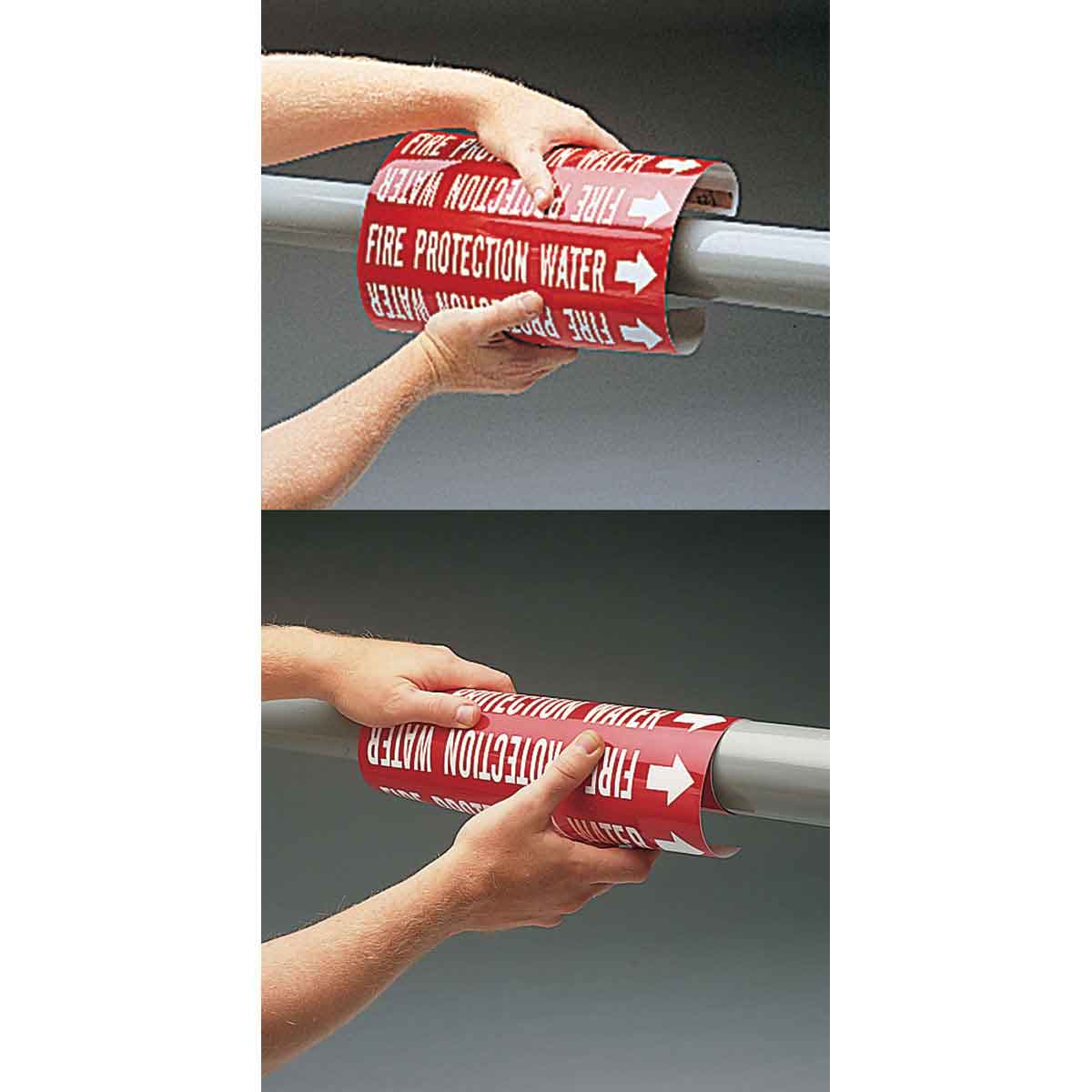 Brady 4059-A Bradysnap-On Pipe Marker B-915 White On Red Coiled Printed Plastic Sheet Legend Fire Auto Sprinklers 