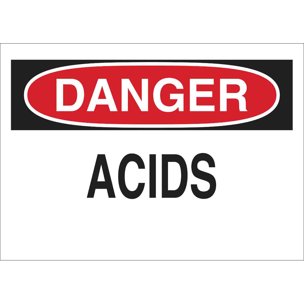 84335 B302 10X14 BLK,RED/WHT DANGER ACIDS