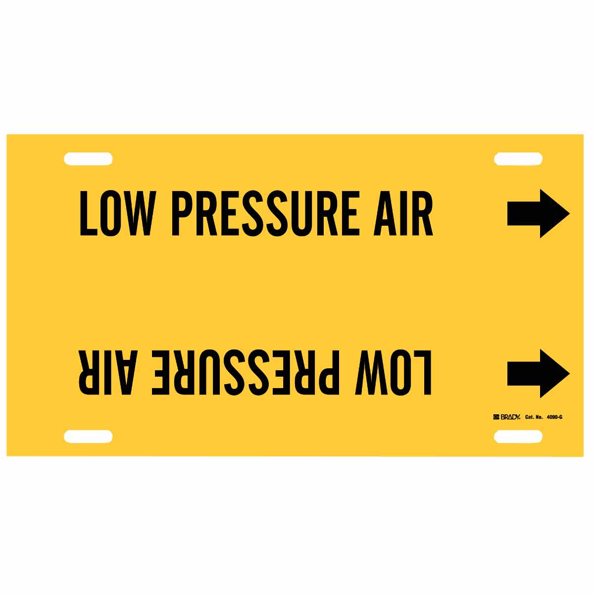 Legend Low Pressure Air Legend Low Pressure Air B-915 Brady 4090-H Brady Strap-On Pipe Marker Black On Yellow Printed Plastic Sheet 