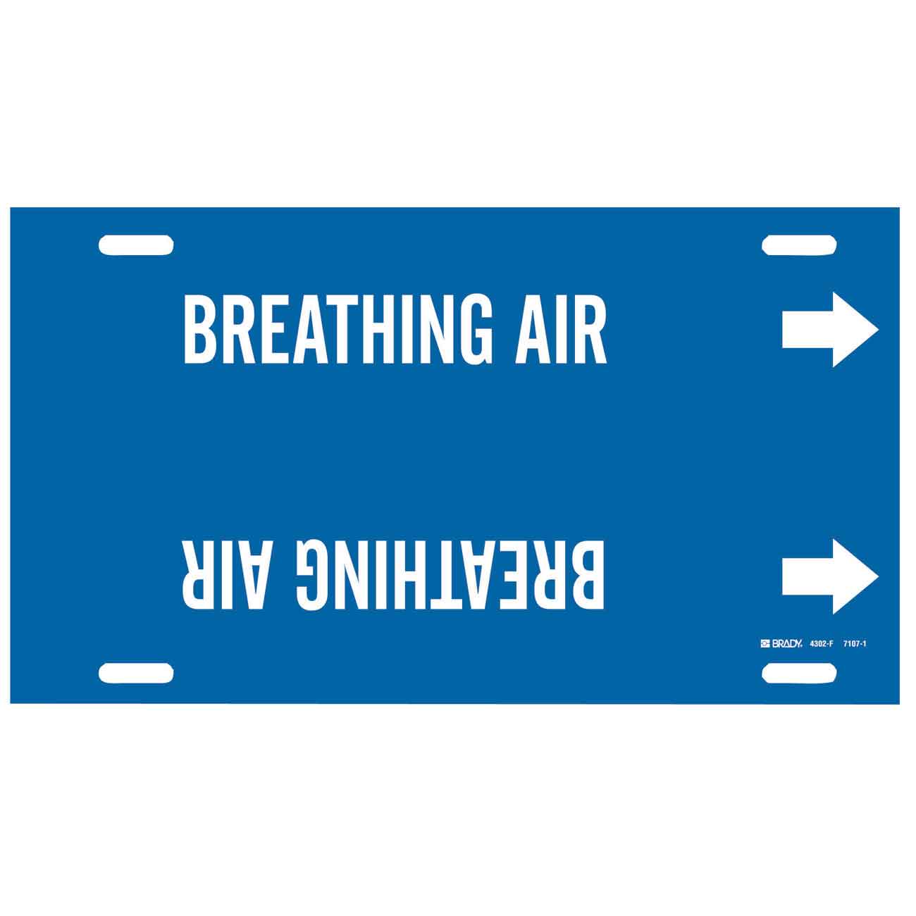Legend Breathing Air Legend Breathing Air Brady 4302-F White on Blue Strap-On Pipe Marker 