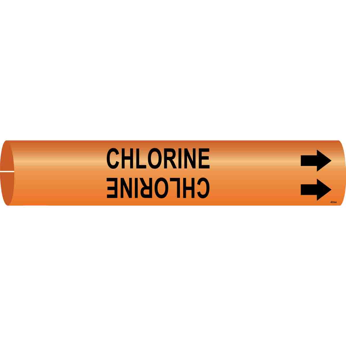 Strap-On Pipe Marker Legend Chlorine Brady 4310-G Black on Orange