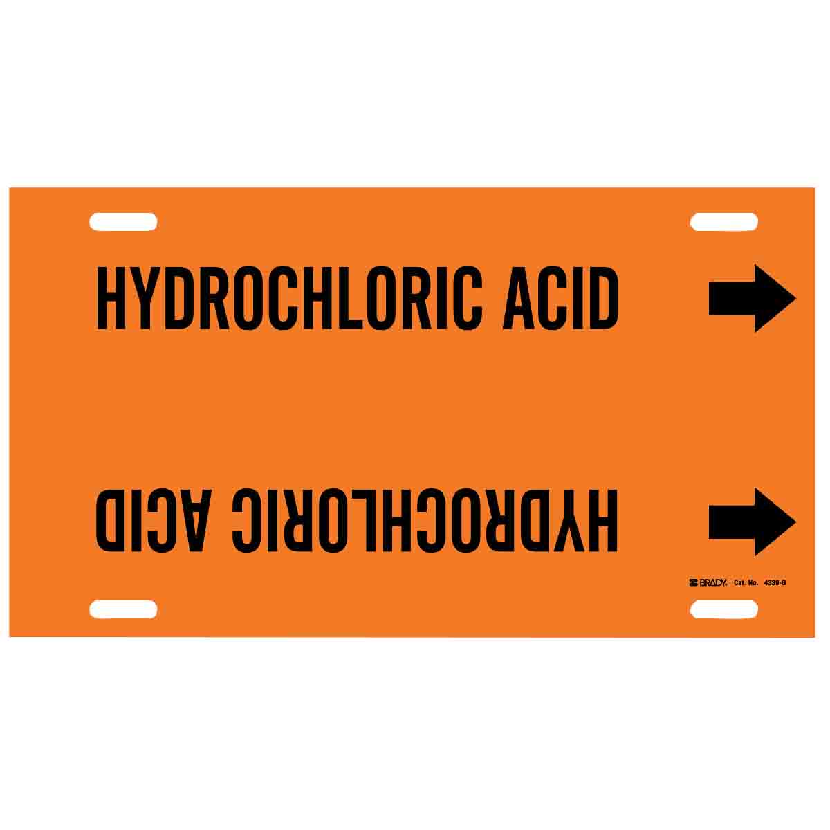 Snap-On Pipe Marker Legend Hydrochloric Acid Brady 4339-A Black on Orange 