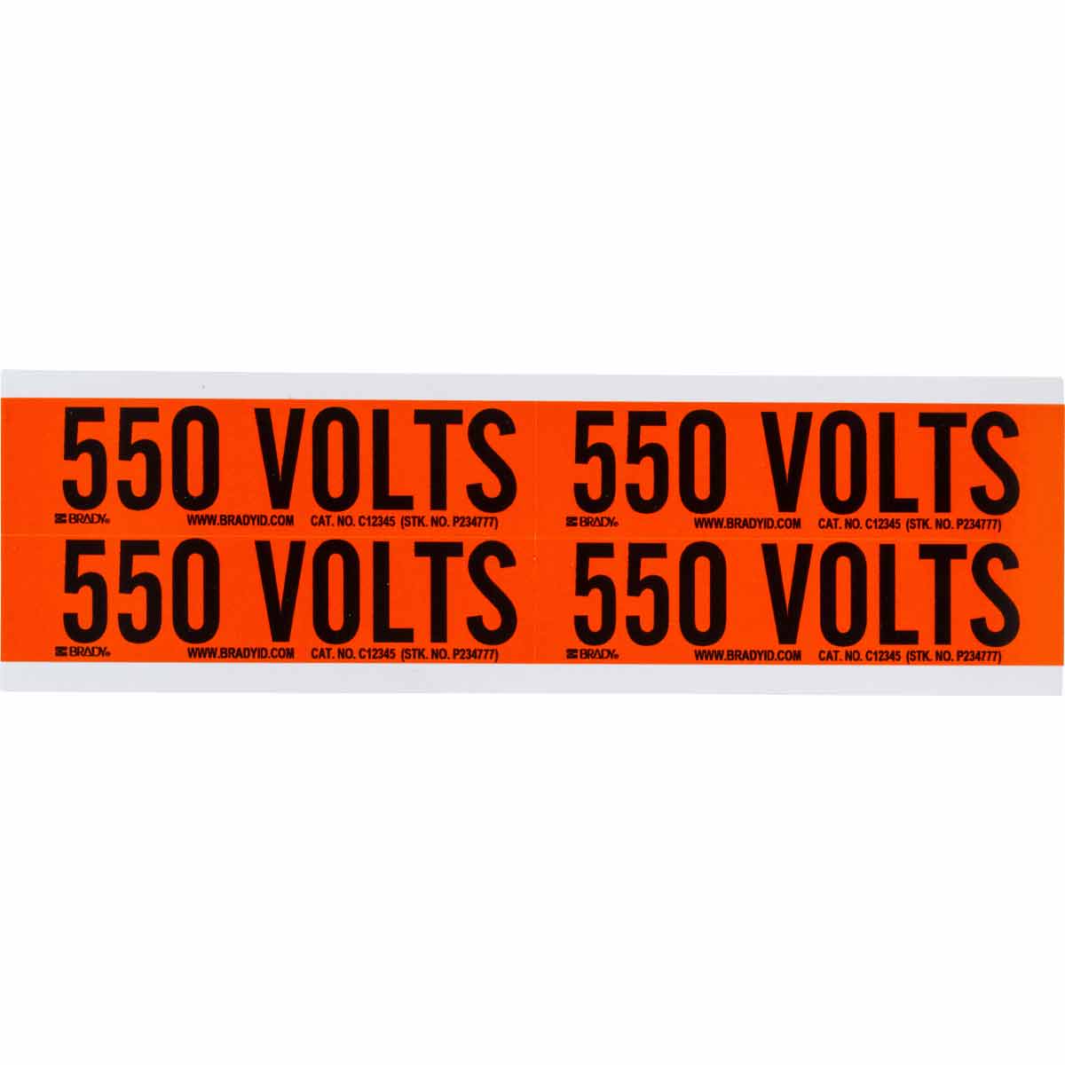 44216 Label STYLE B BK on OR 550 VOLTS 4/CD