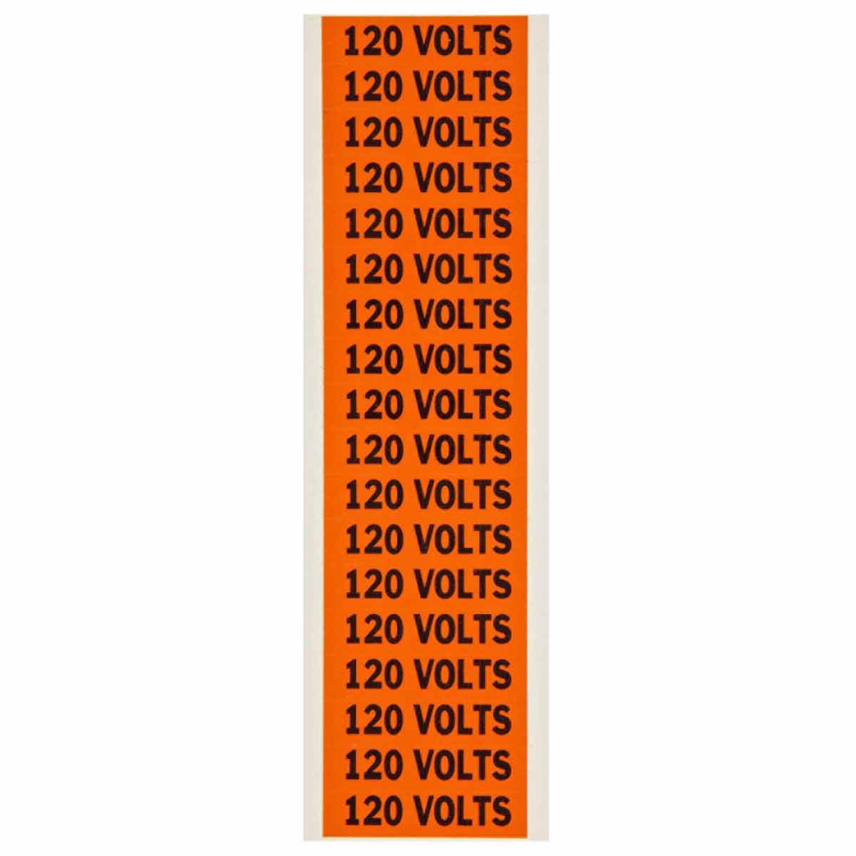 Brady 44215 1-1/8 Height B-498 Repositionable Vinyl Cloth Black On Orange Color Conduit And Voltage Markers Legend 480 Volts 4-1/8 Width 4 Per Card 