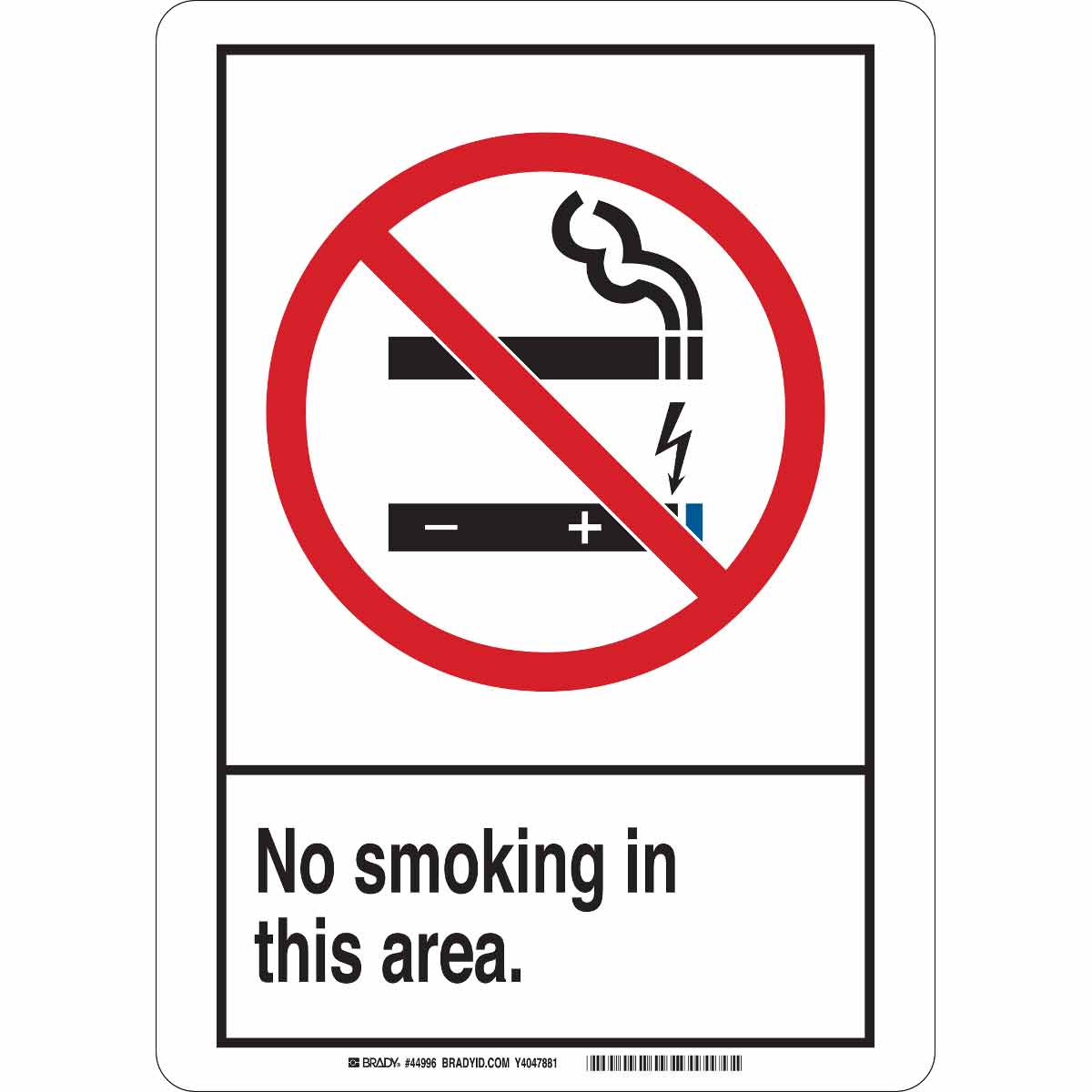 44995 B120 10X7 ANSI BLK,RED/WHT NO SMOKING