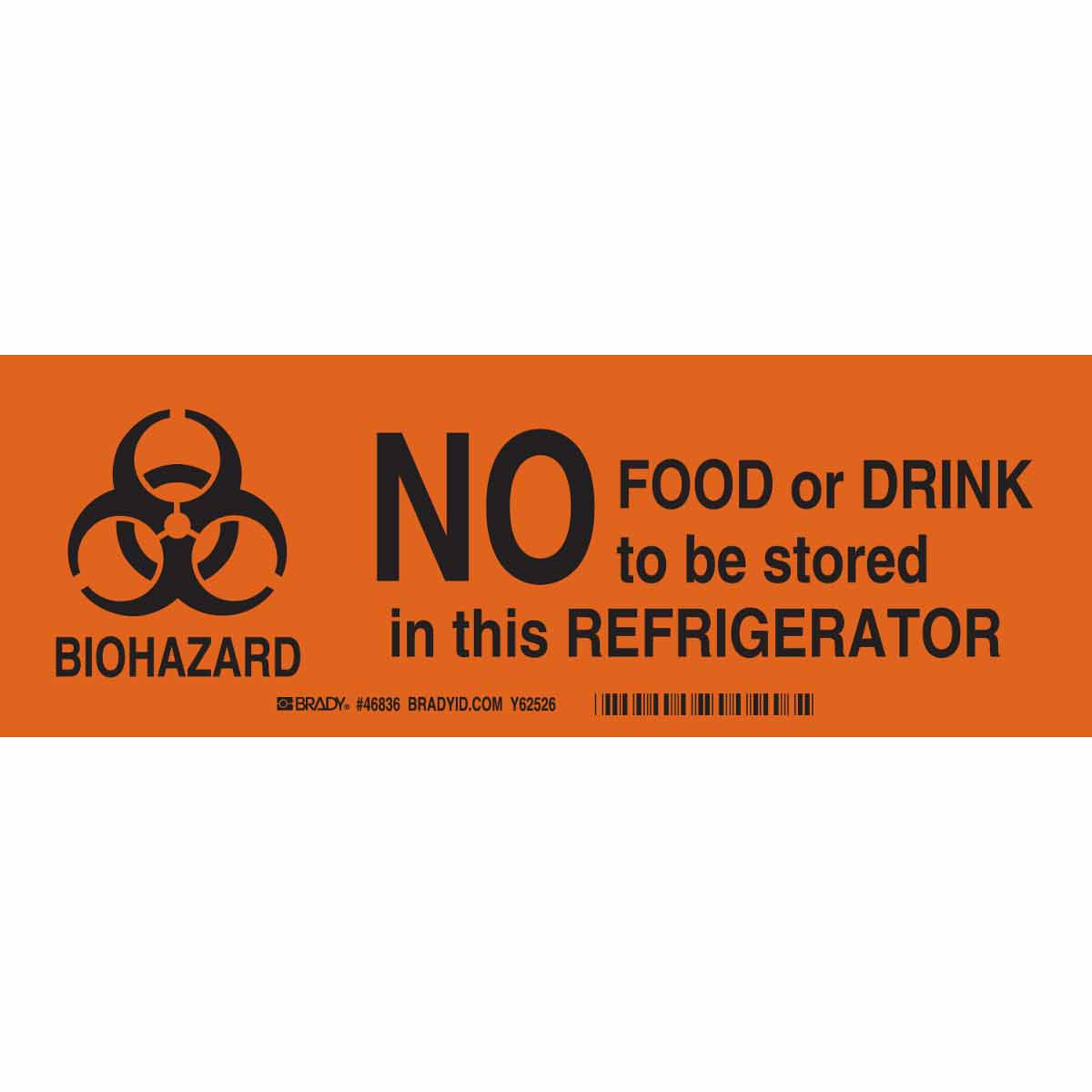 46836 B555 3.5X10 BLK/ORG NO FOOD OR DRINK....