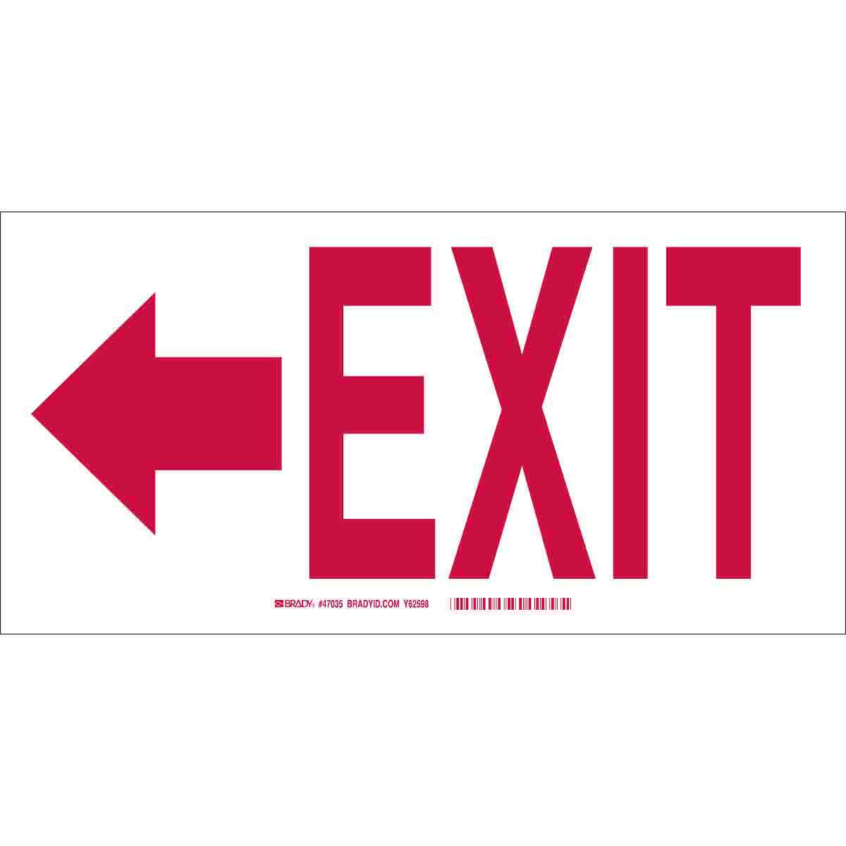 47035 B120,7X14,RED/WHT,(LEFT ARROW) EXIT