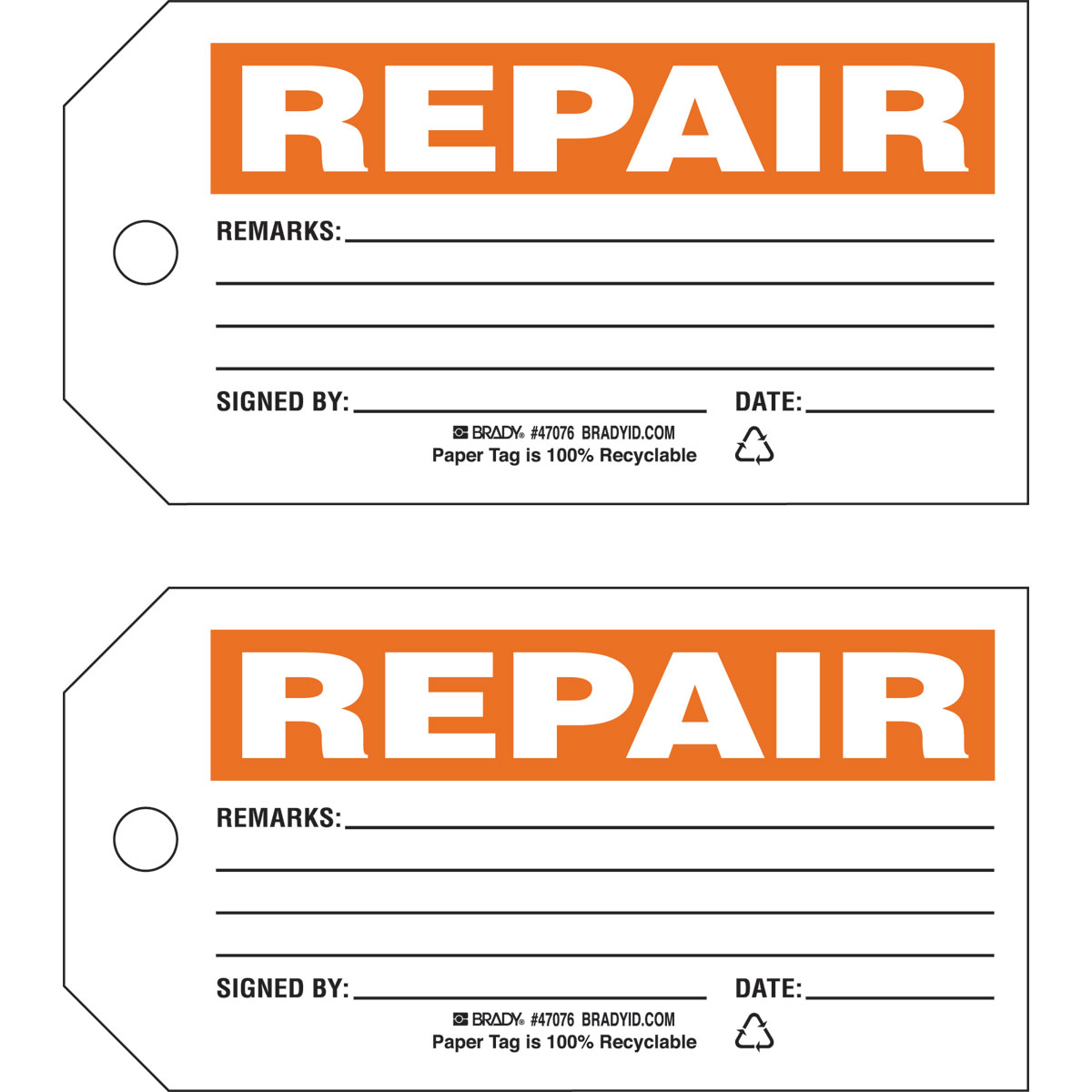 47076 TAG B853 5.75X3 ORG/WHT 2-SIDE 100/PK