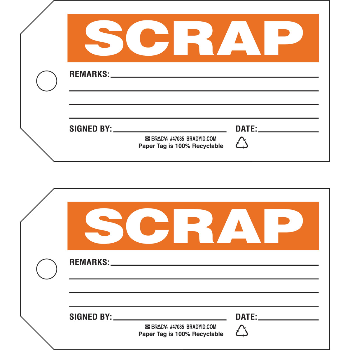 47085 TAG B853 5.75X3 ORG/WHT 2-SIDE 100/PK
