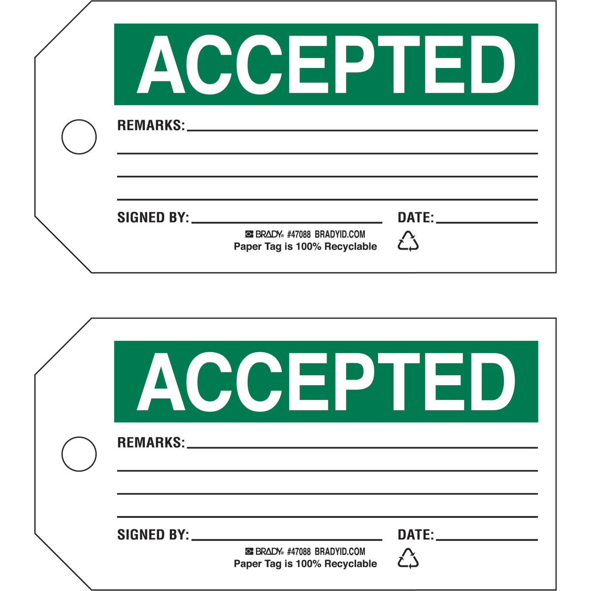 47088 TAG B853 5.75X3 GRN/WHT 2-SIDE 100/PK