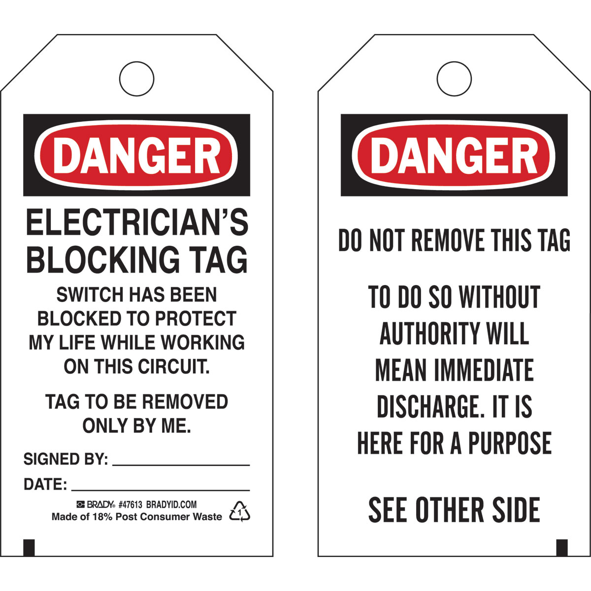 47613 TAG B851 5.75X3 BK/RD/WH 2SD REVH 10/PK