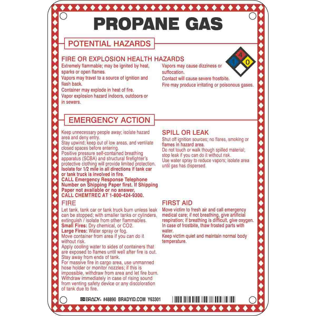 Brady Part 48890 Propane Gas Potential Hazards Sign BradyCanada.ca