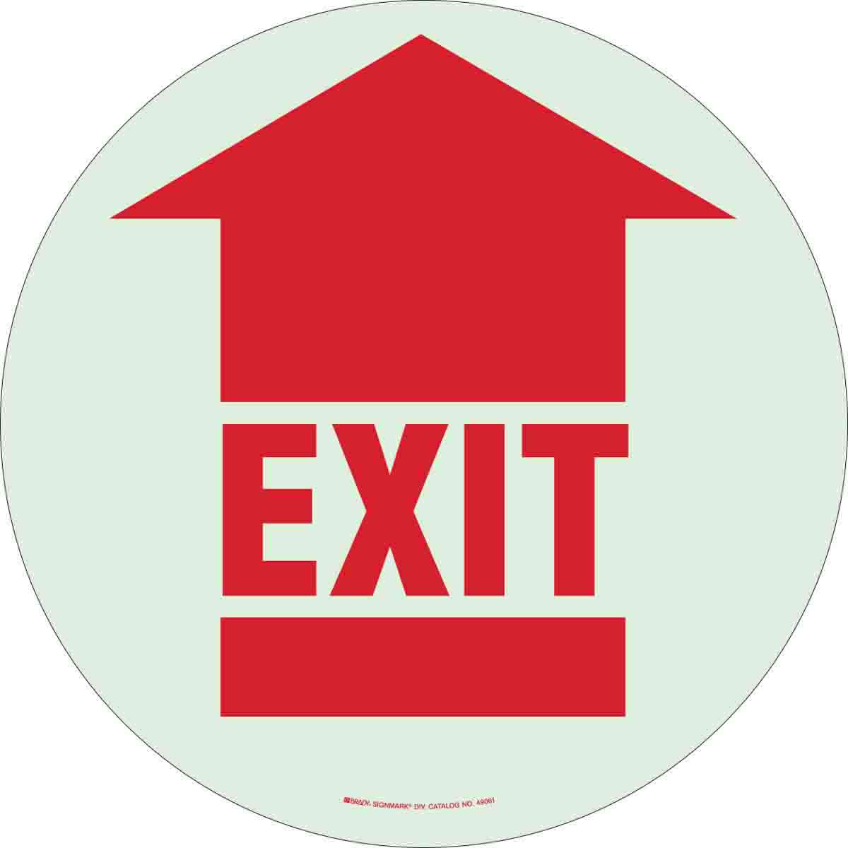 49061 B808,17" DIA RED/GLOW, EXIT FLOOR SIGN