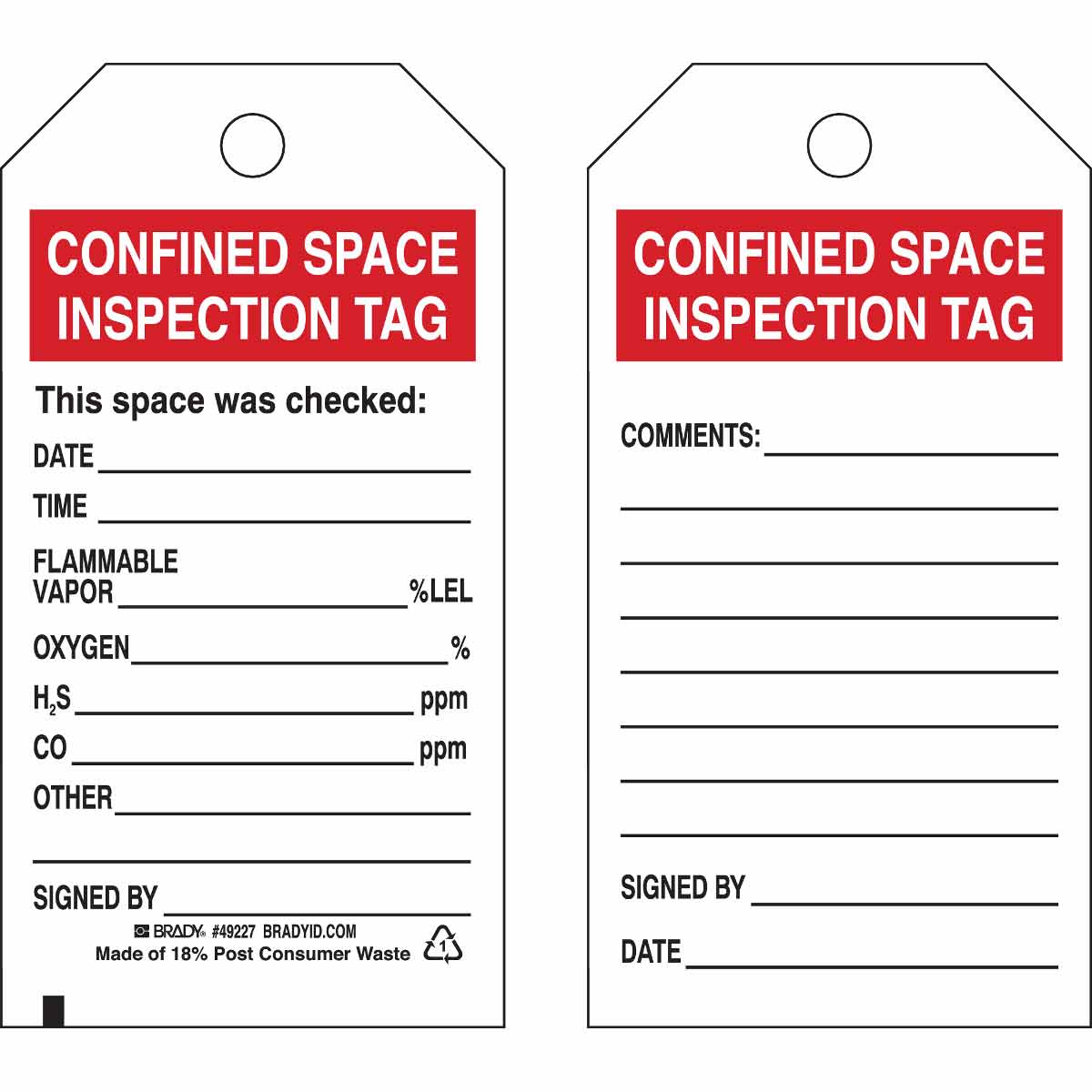 49227 TAG B851 5.75X3 BLK/RED/WHT 2-SIDE 25/PK