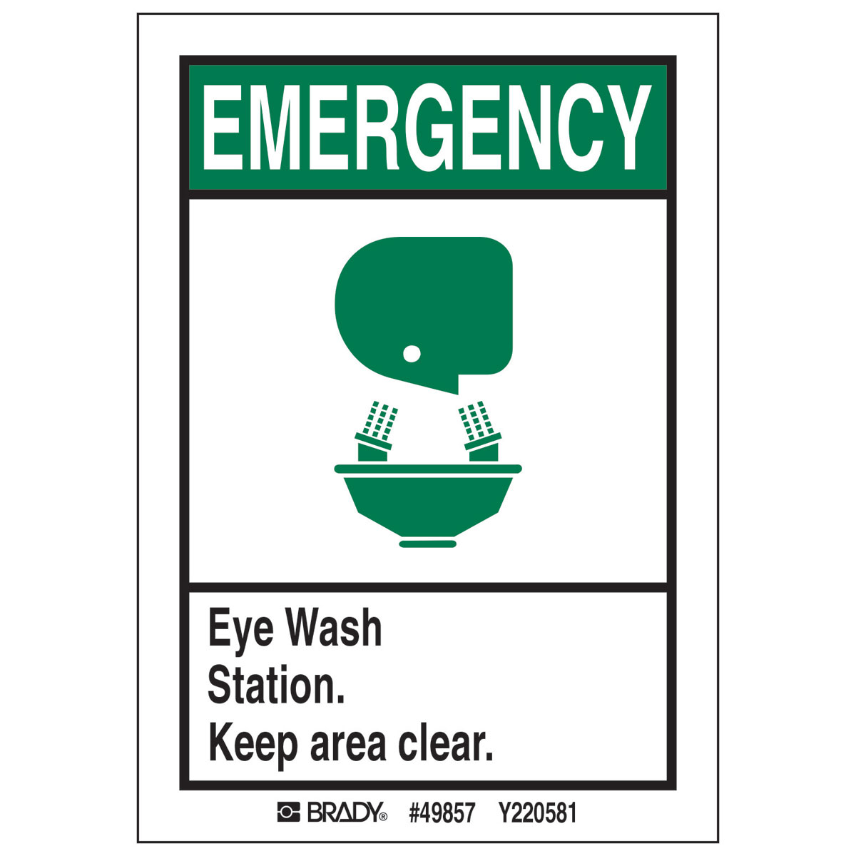 49857 (M)EYE WASH STATION SIGN 5/PK