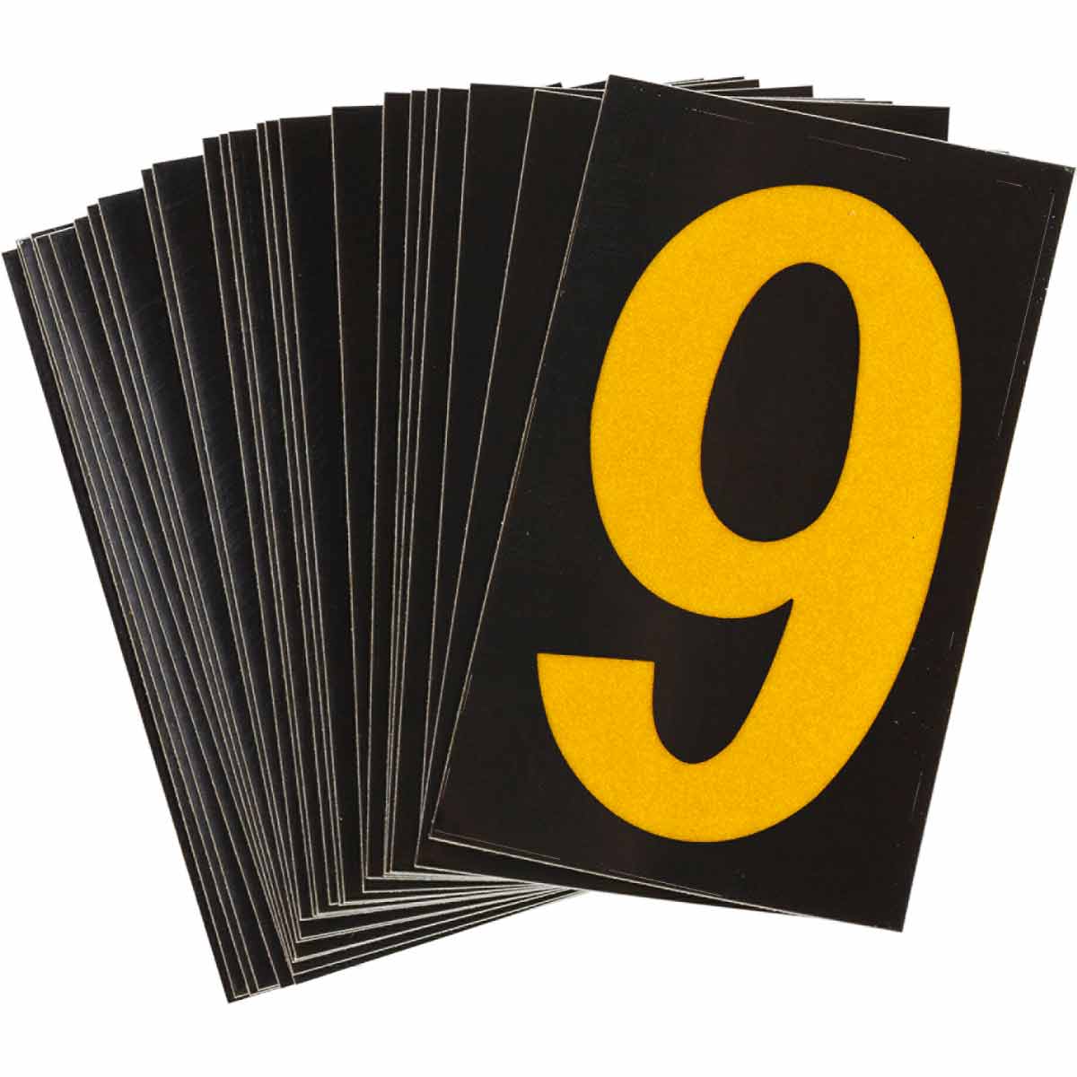 5905-9 1 in Plastic N&L Yellow on Black 9 25/PK