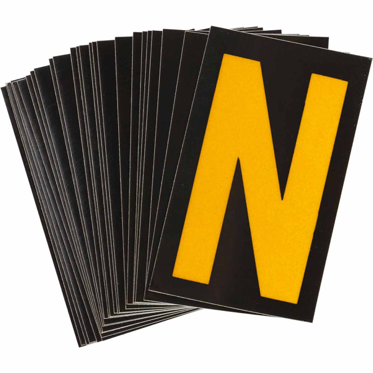 5905-N 1 in Plastic N&L Yellow on Black N 25/PK