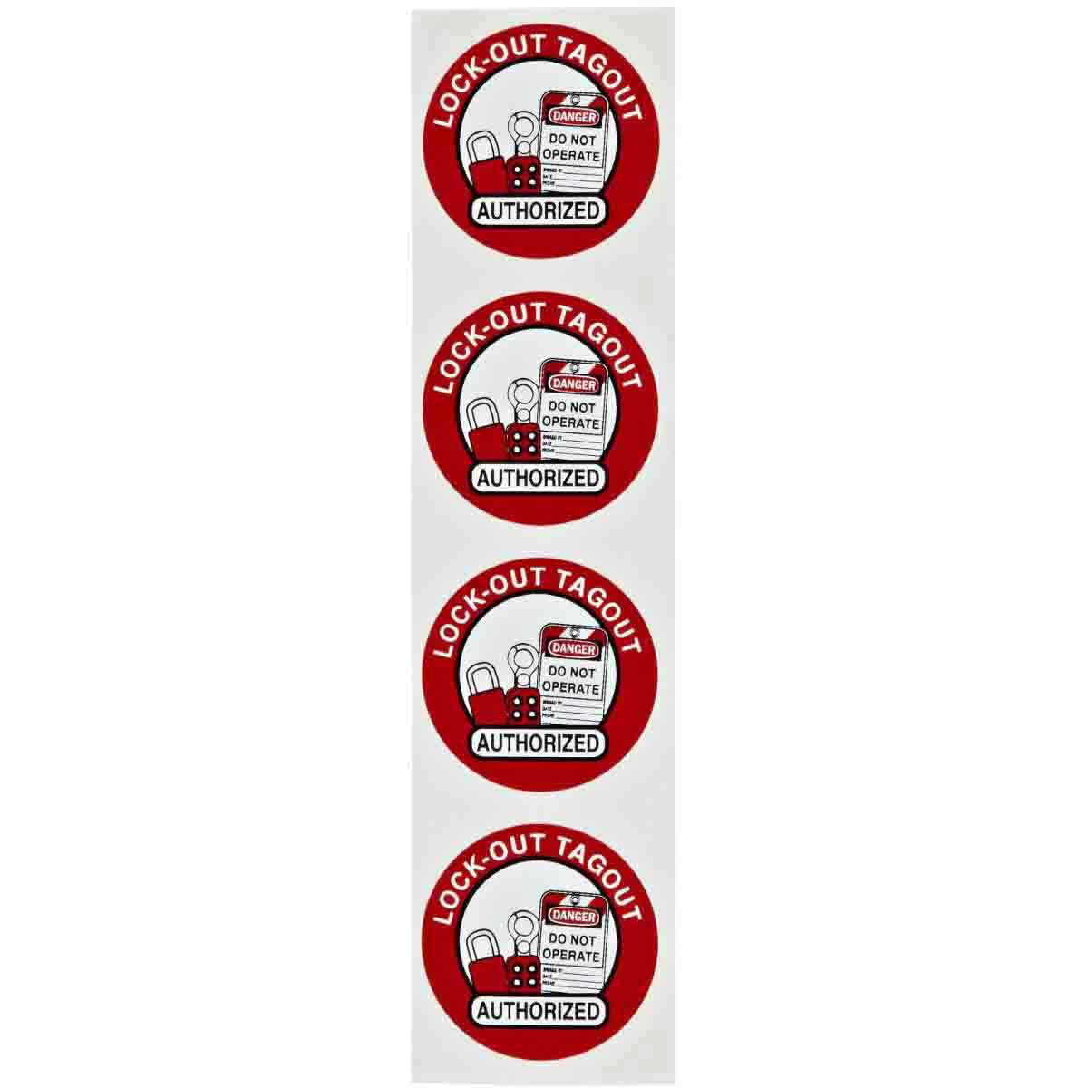 50193 B946 HARD HAT LBL 2" DIA 4-UP BLK/RED/WH