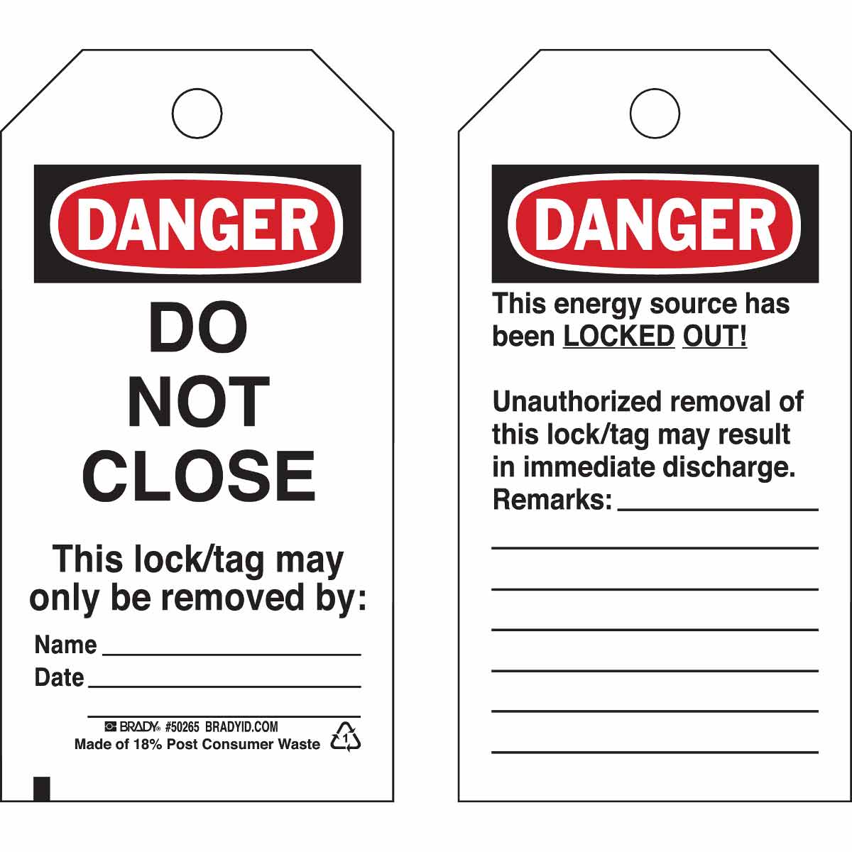 50265 TAG B851 5.75X3 BK/RD/WH L/O REVB,25/PK