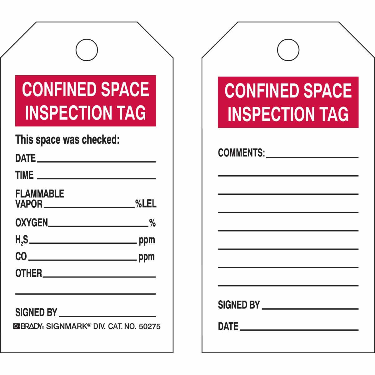 50275 TAG B837 5.75X3 BLK/RED/WHT 2SIDE 25/PK