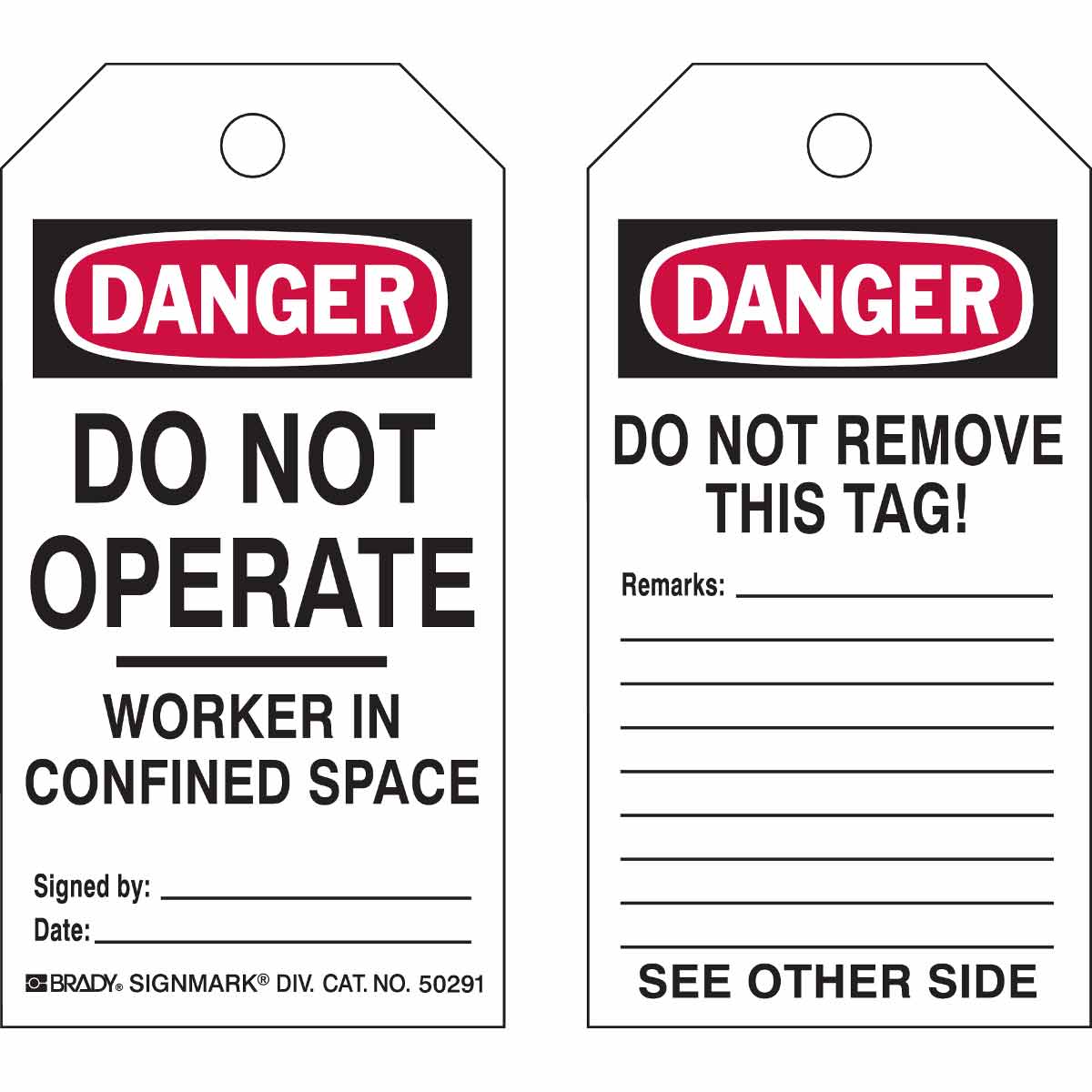 50291 TAG B837 5.75X3 BLK/RED/WHT 2SIDE 25/PK