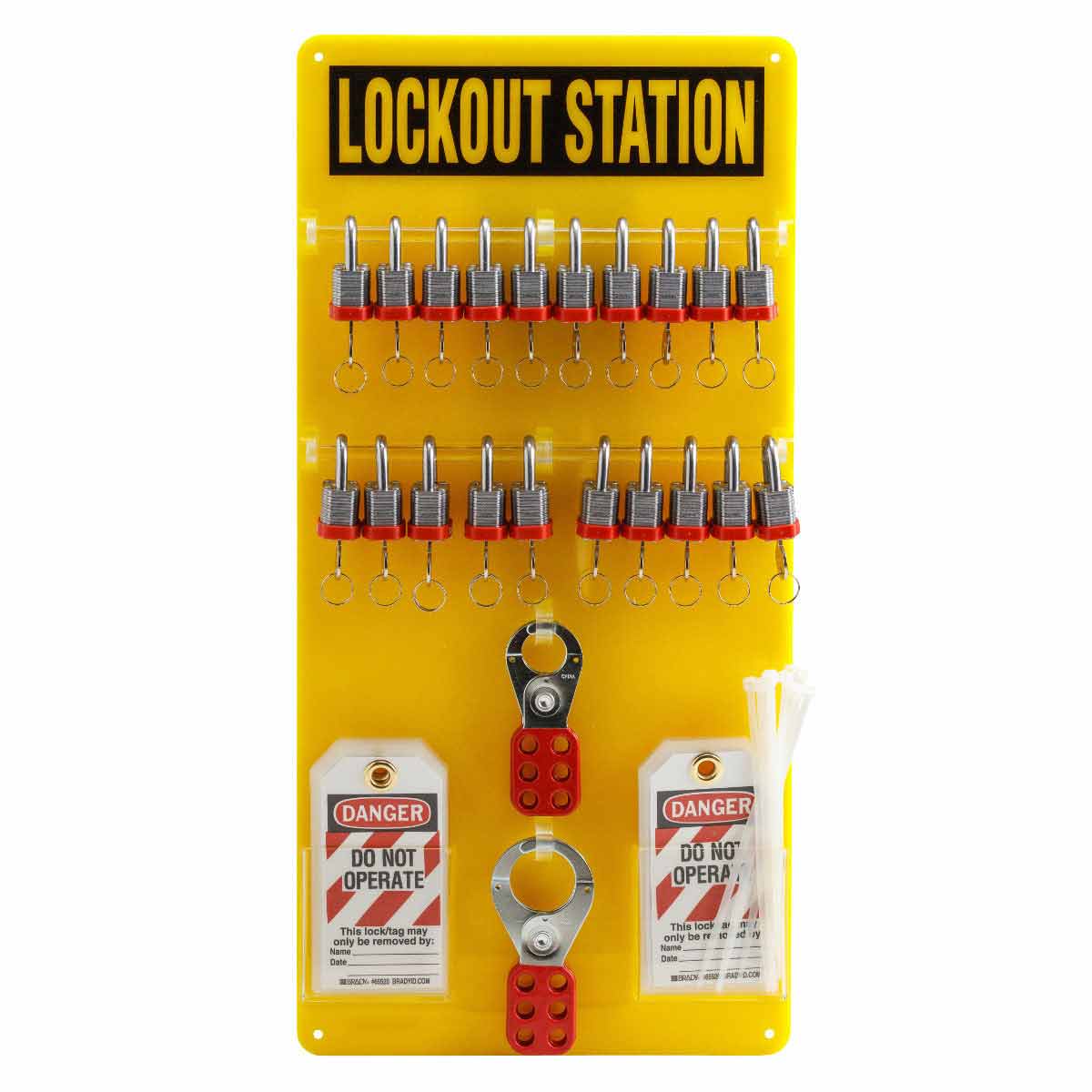 Hasp and Tag Lockout Station Brady Padlock Includes 20 Steel Padlocks 51194 