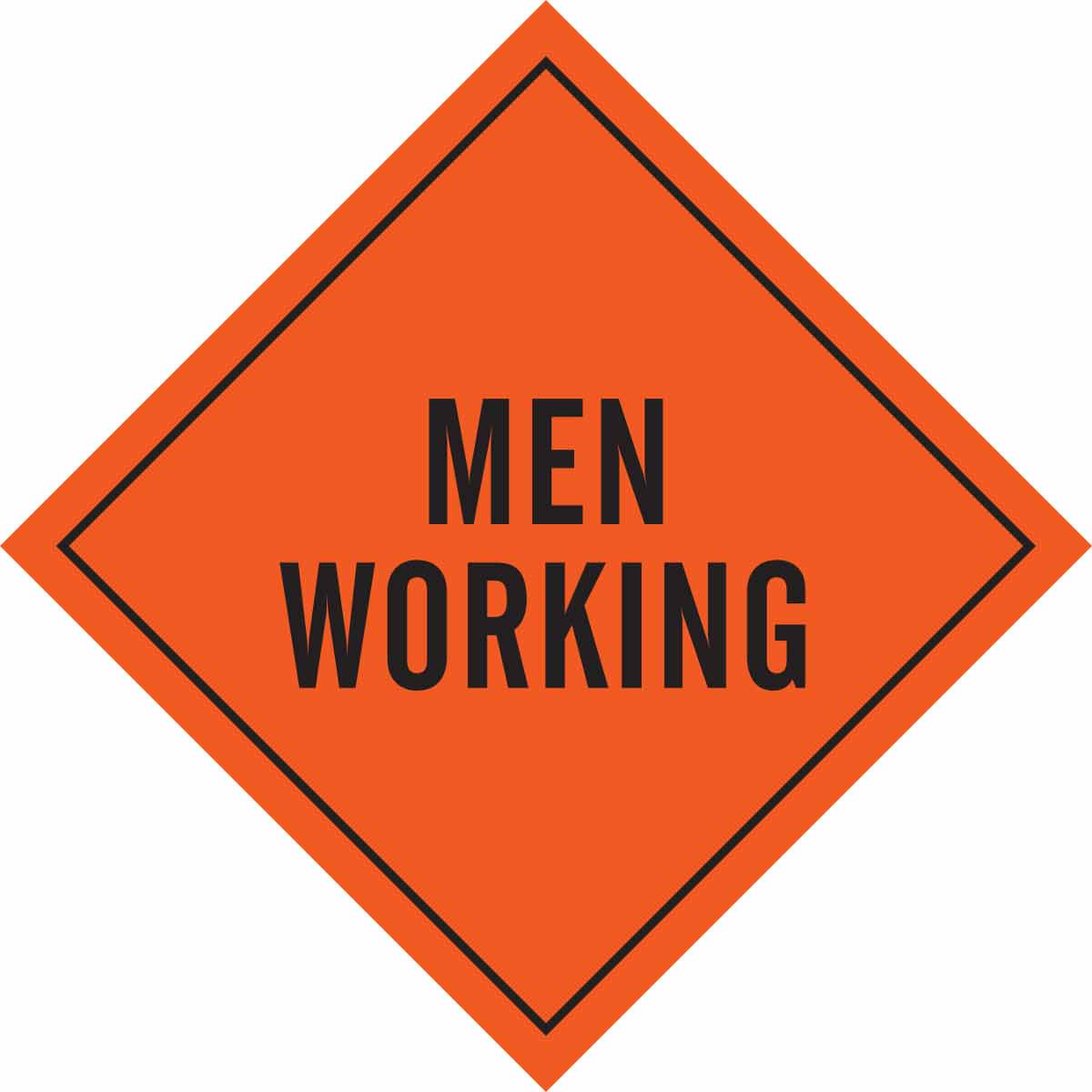 56799 SIGN, MEN WORK,BLK/ORG,36X36REF