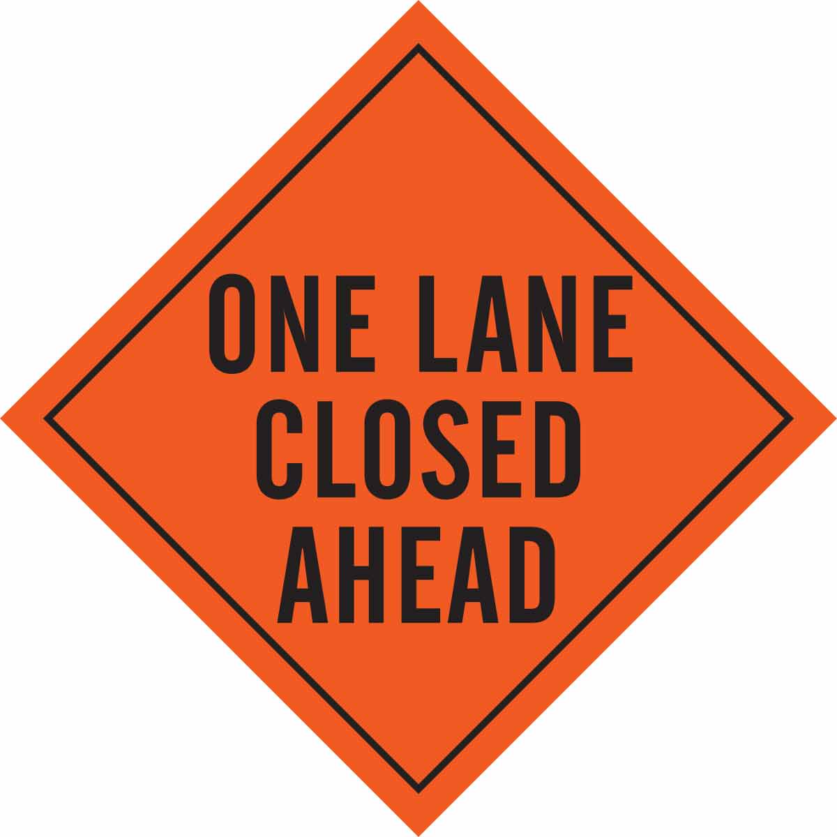 56897 SIGN, ONE LANE CLSD AHD,BLK/ORG,36X36REF