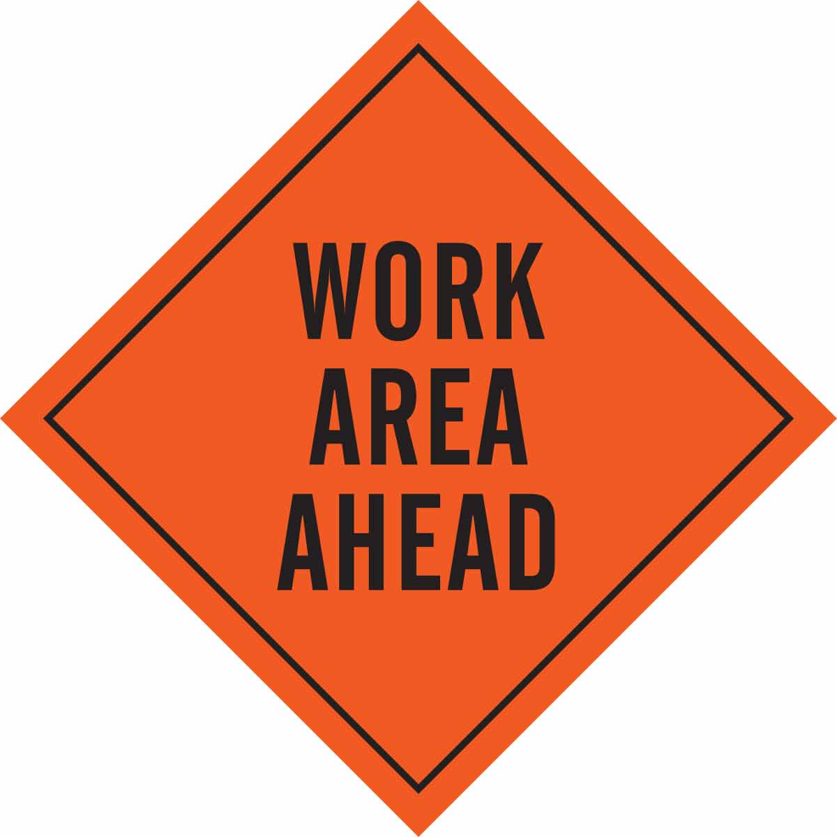 57036 SIGN, WRK AREA AHD,BLK/ORG,36X36REF