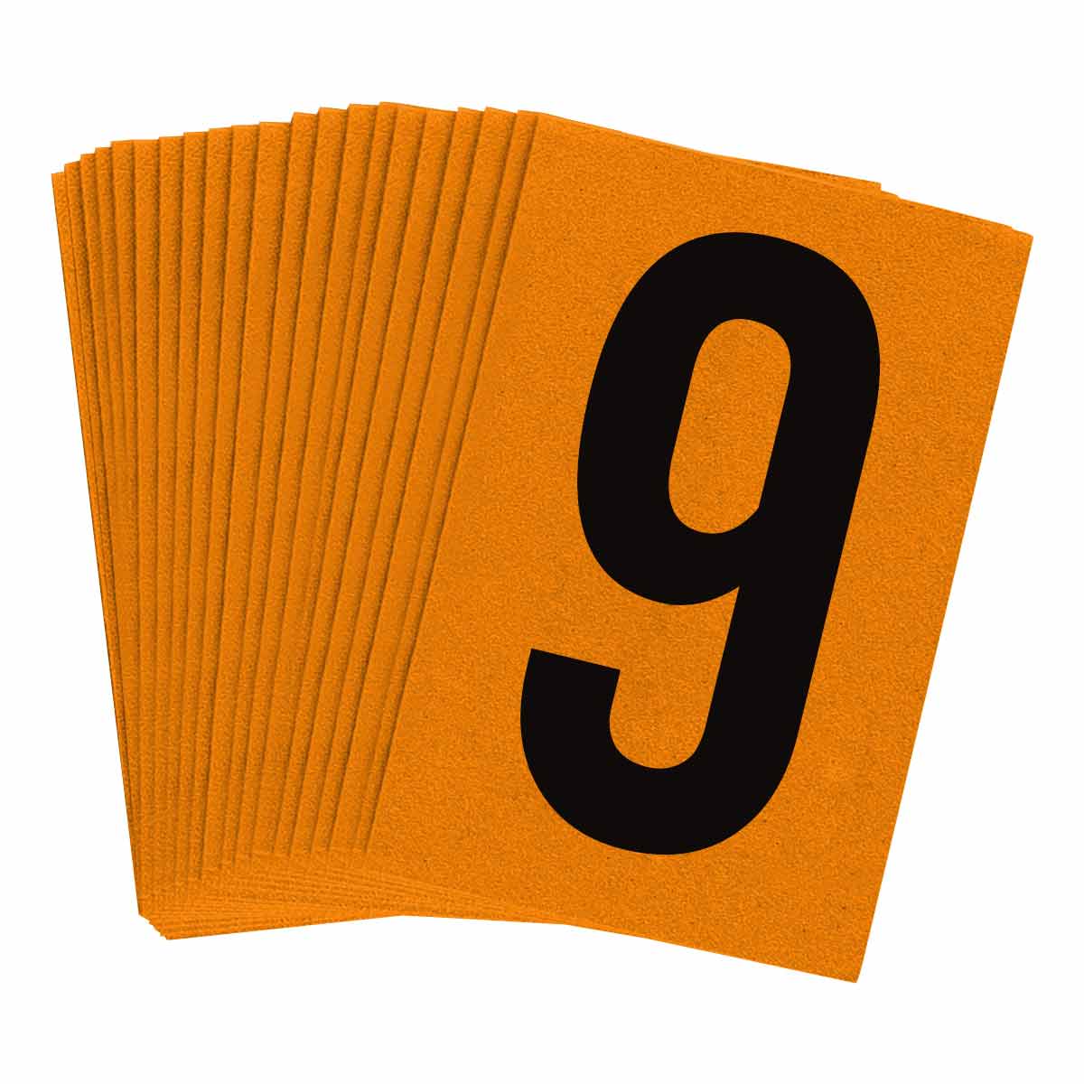 5910-9 1 in Plastic N&L Black on Orange 9 25/PK